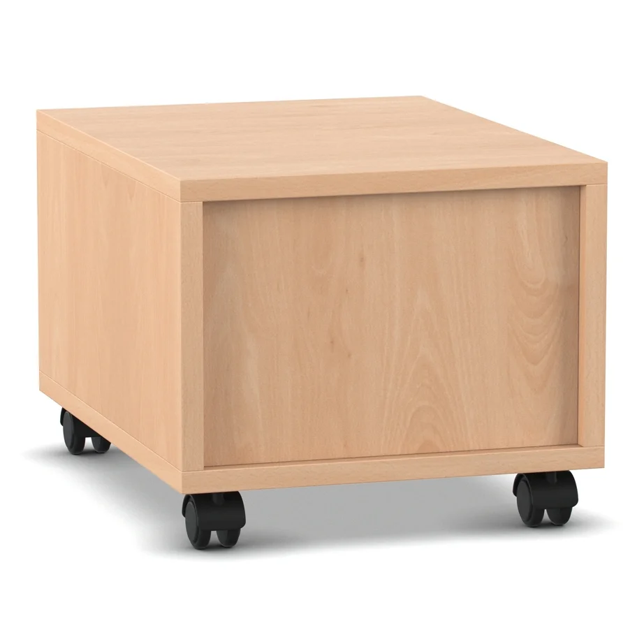 Holzbox, Mobiles Nachtkästchen, Rollbox, Schubladenloser Kasten, Holzfurnier