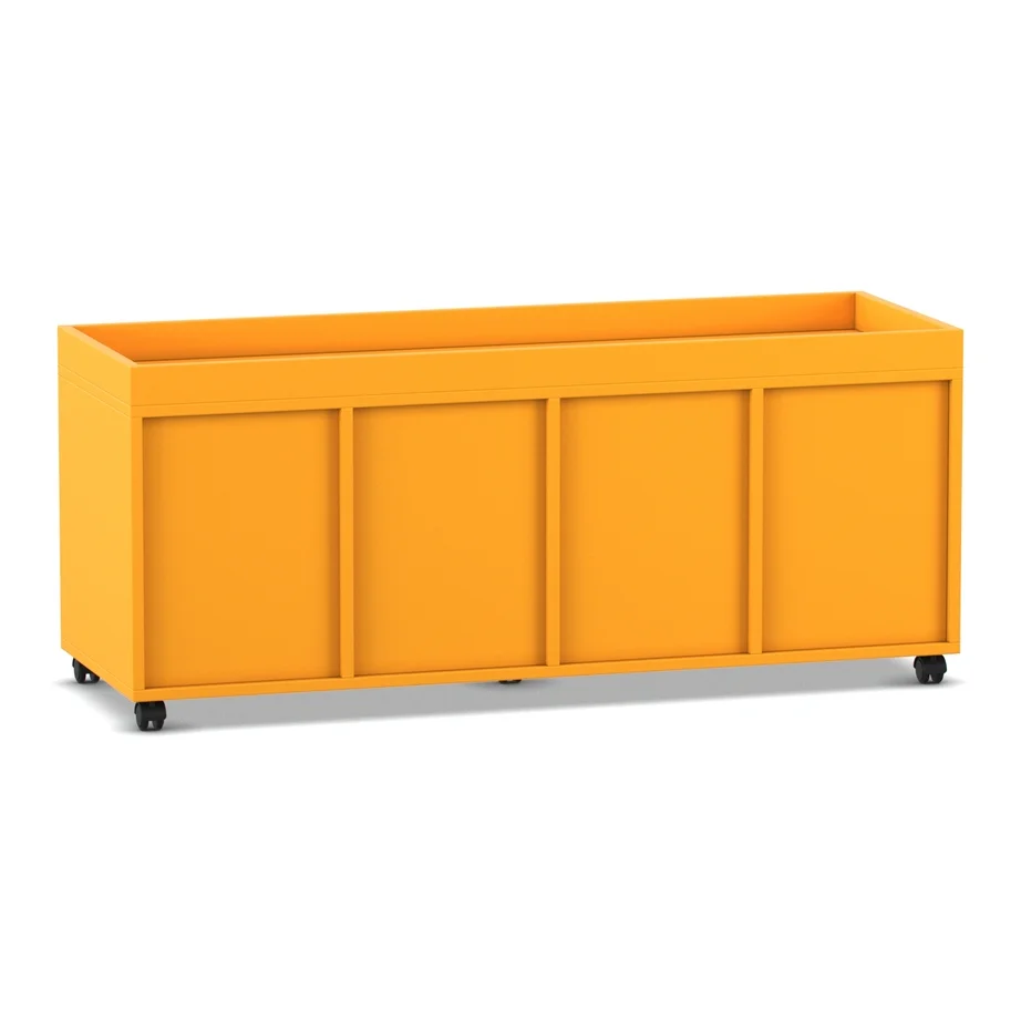Lagerkiste, Skid-Rahmen, Rollwagen, orange, Aufbewahrungsbox
