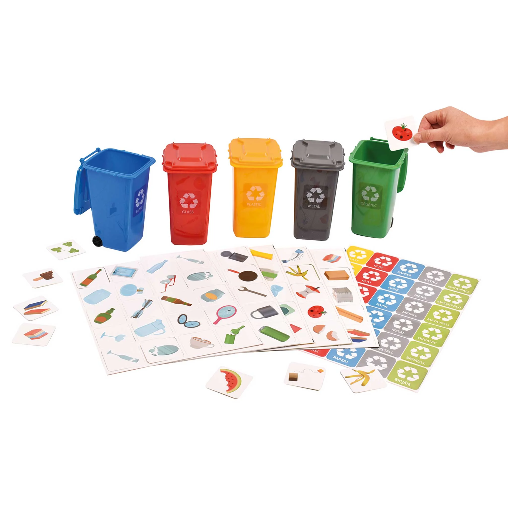 Mülltrennung, Mülleimer, Recycling, Bunte Behälter, Bildungsspiel