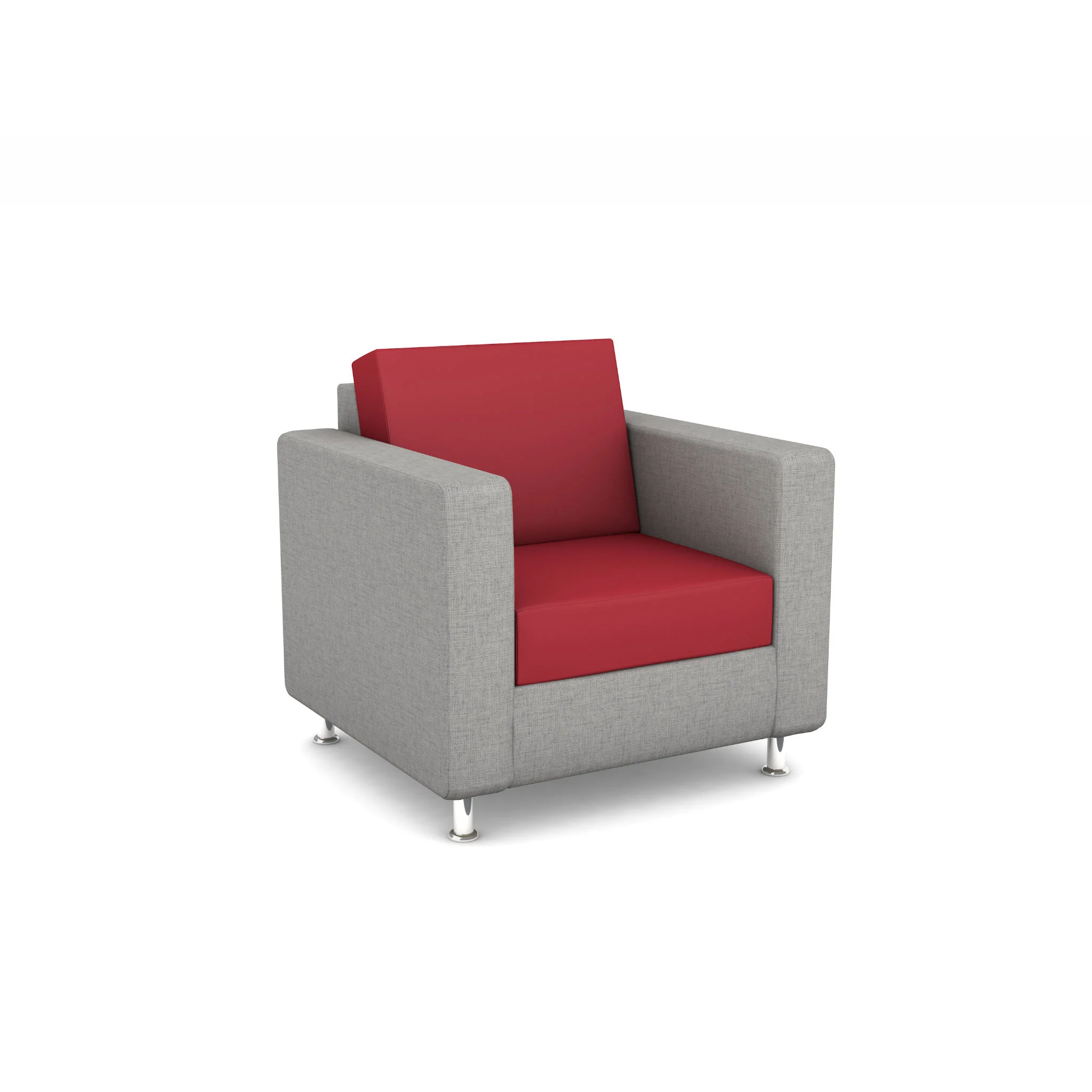Armchair, Grey, Red, Cushioned chair, Metal legs