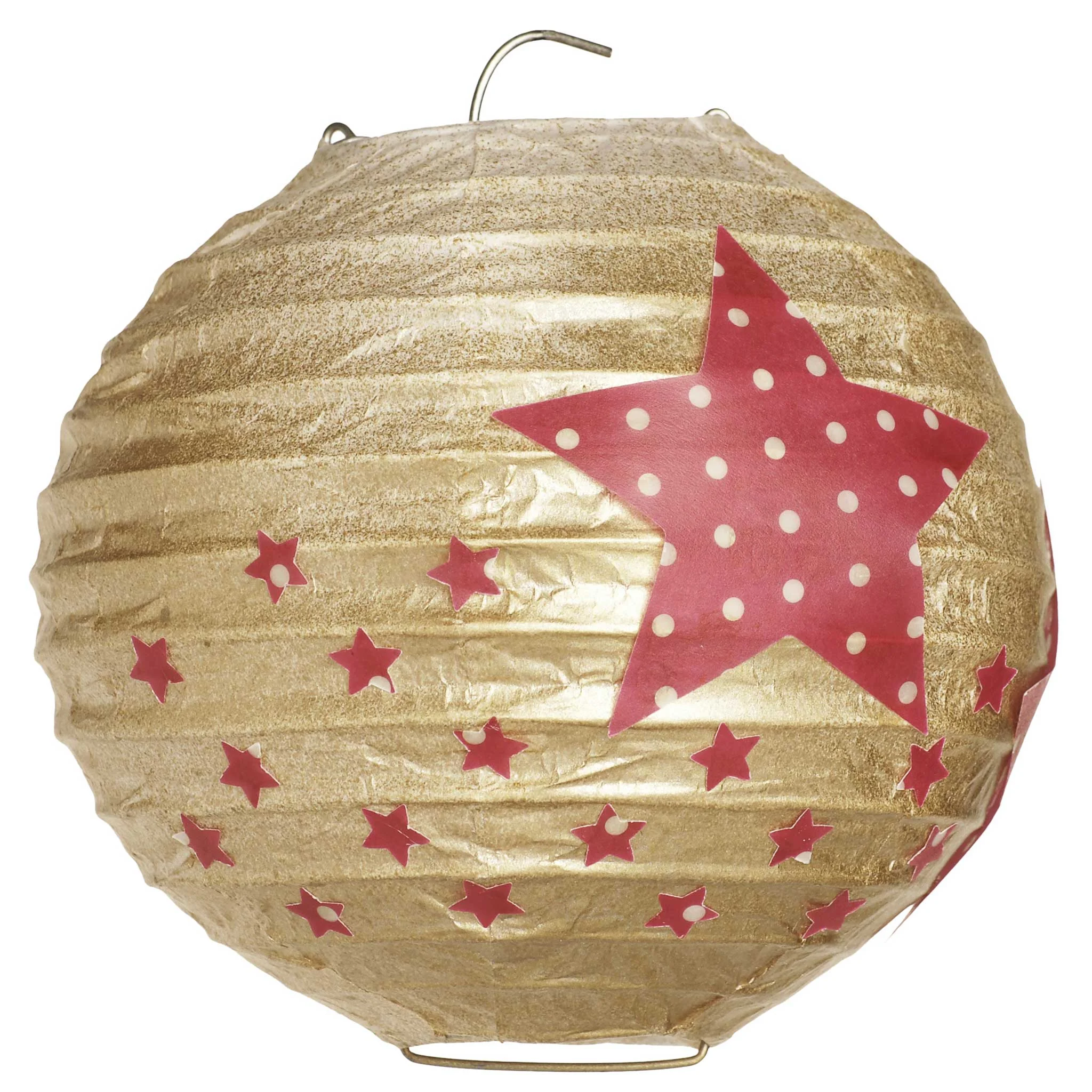 Papierlaterne, Gold, Ster-Star Aufhängung, Rund, Dekoration