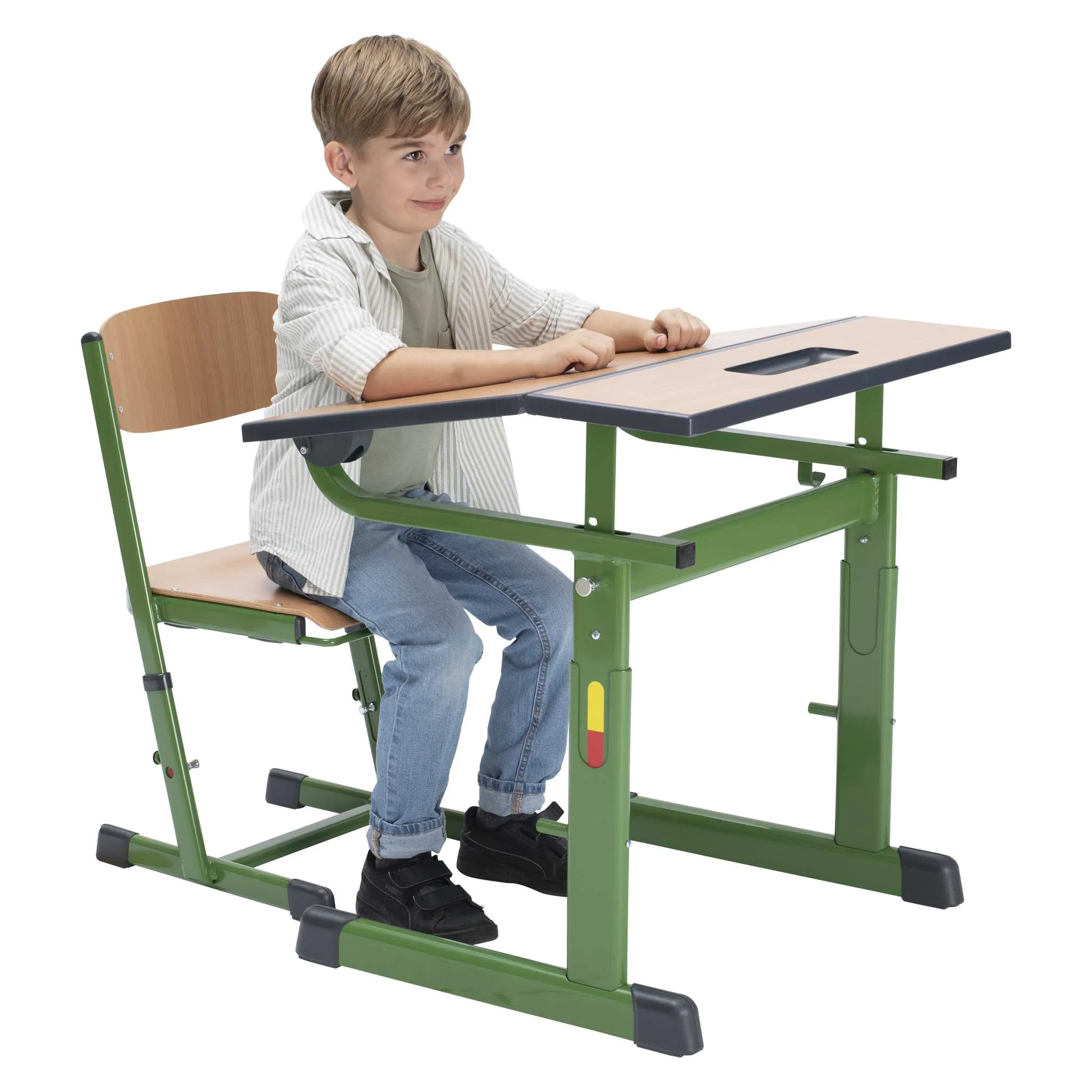 Schule, Schreibtischstuhl, Schulbank, Grün, Holzplatte