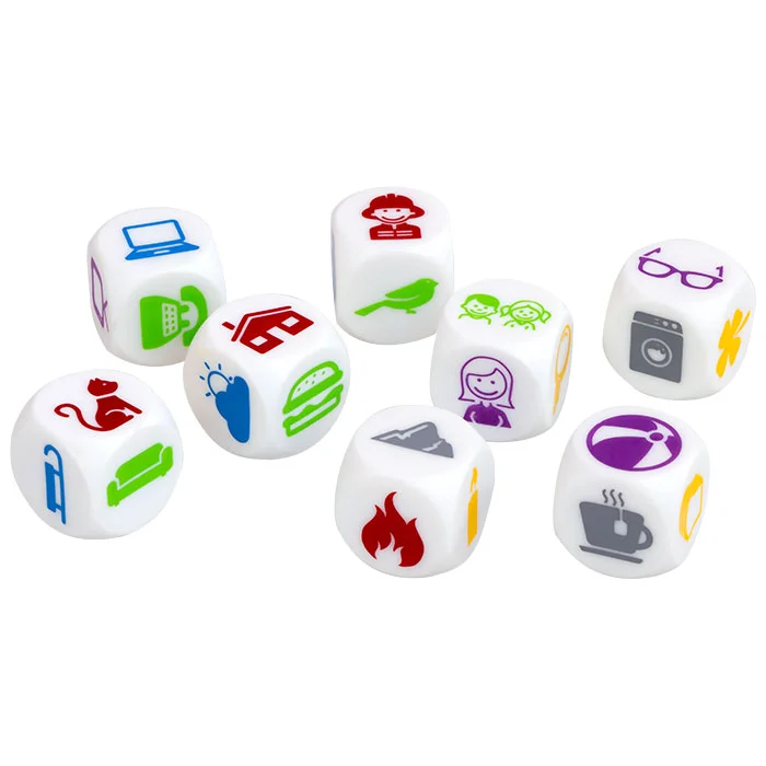 Würfel, Bunt, Symbole, Spielezubehör, Kantendruck