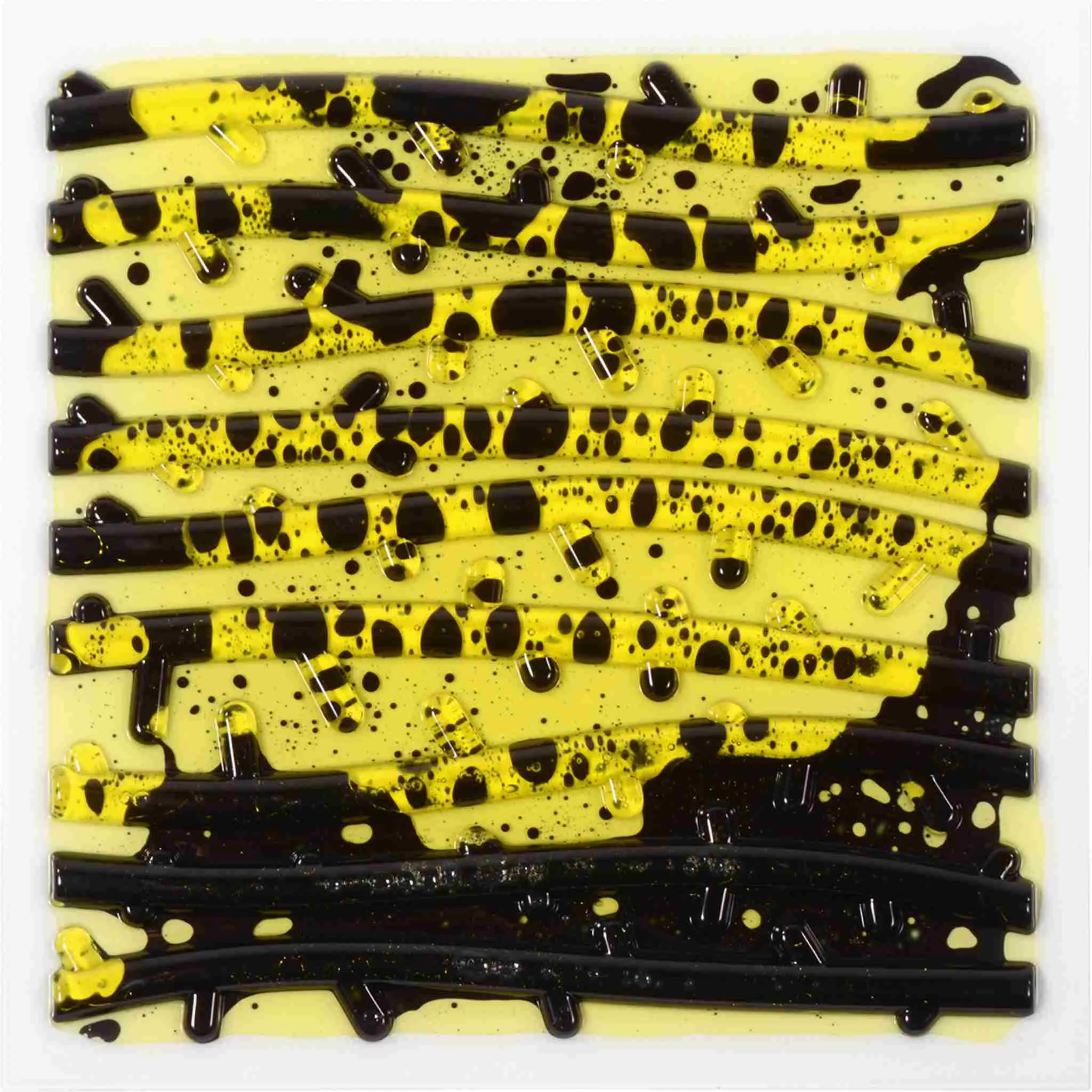 glas, studiokunst, gelb schwarz, texturiert, abstrakt