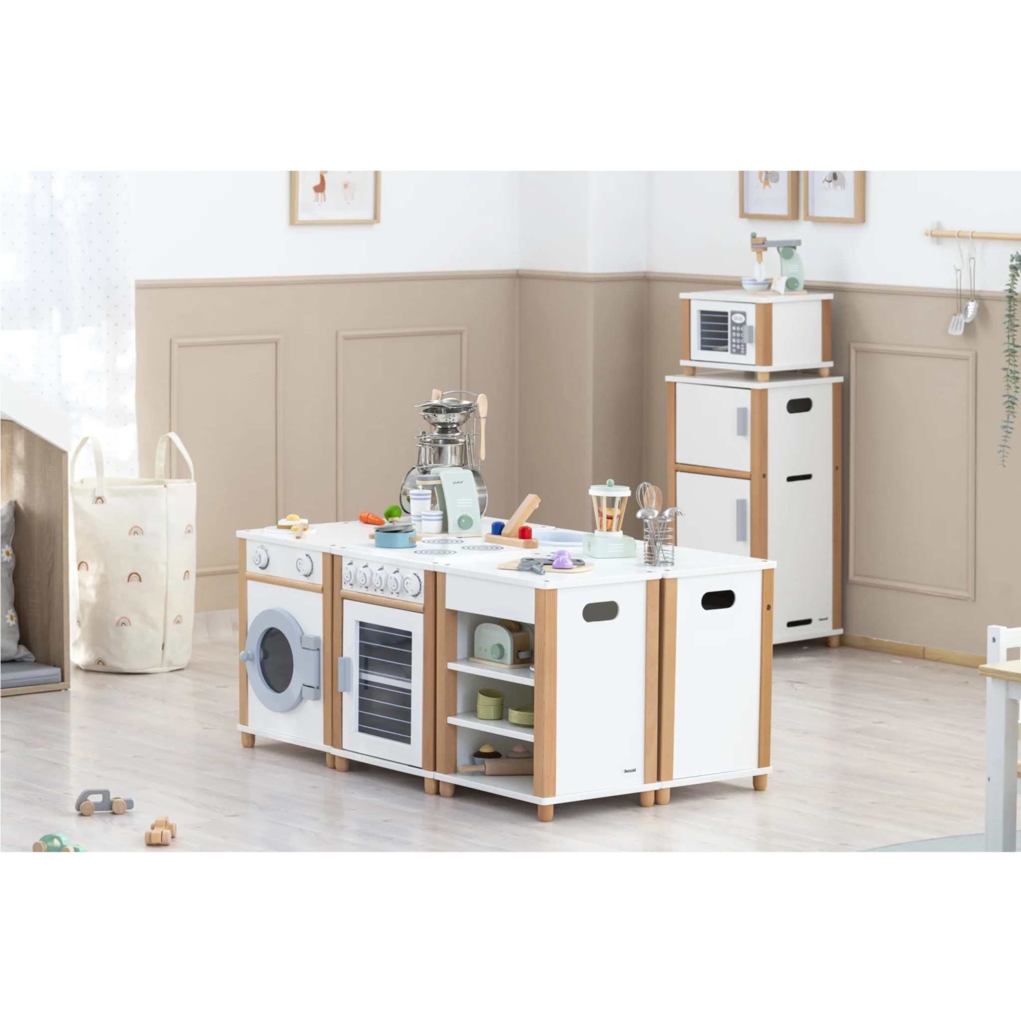 Spielküche, Kinderküche, Holz-Look, Küche Spielzeug, Kinderküchen-Set