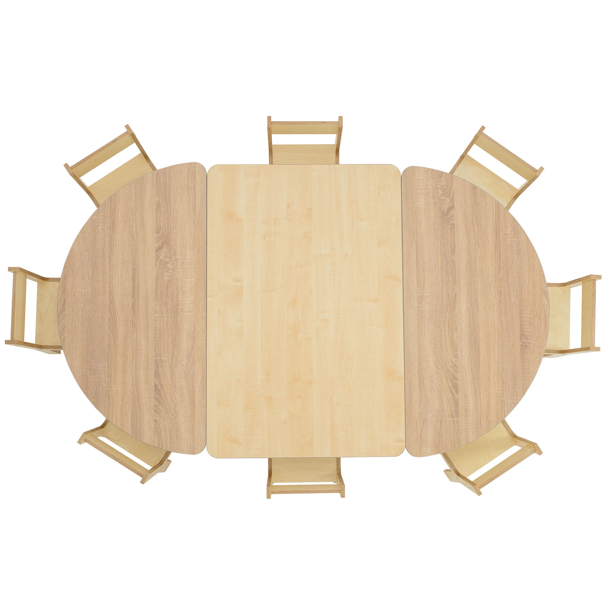 Holztisch, Runder Tisch, Ausziehbar, Holzplatte, Stühle aus Holz
