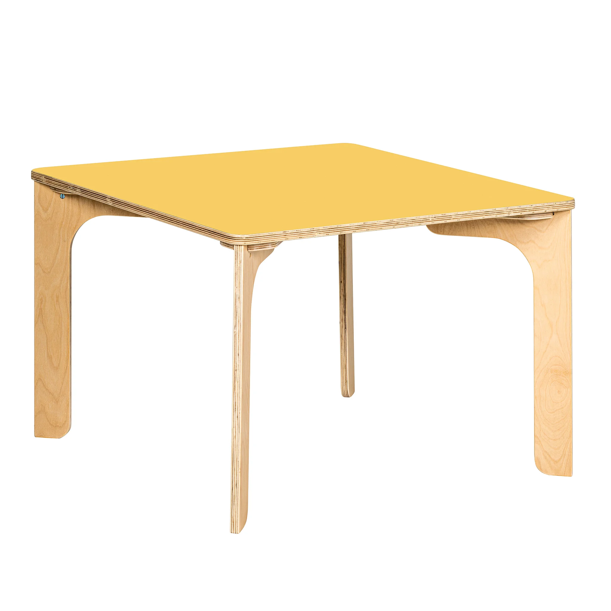 Kinder-Tisch, Holztablett, Kieferholz, Gelb Tischplatte, Gerade Beine