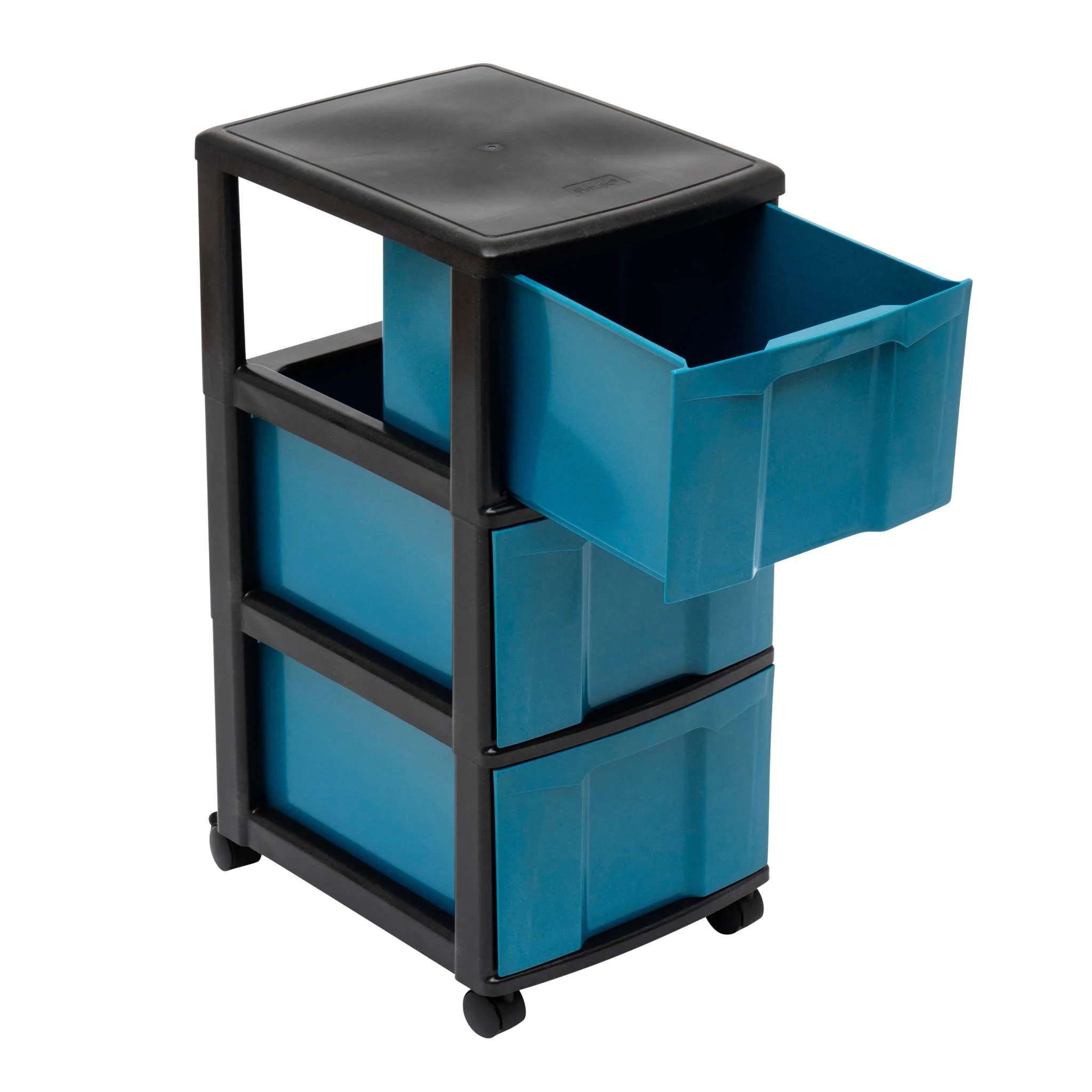 Rollcontainer, Mobiler Wagen, Blaue Schubladen, Aufbewahrungstrolley, Rollwagen mit Schubladen