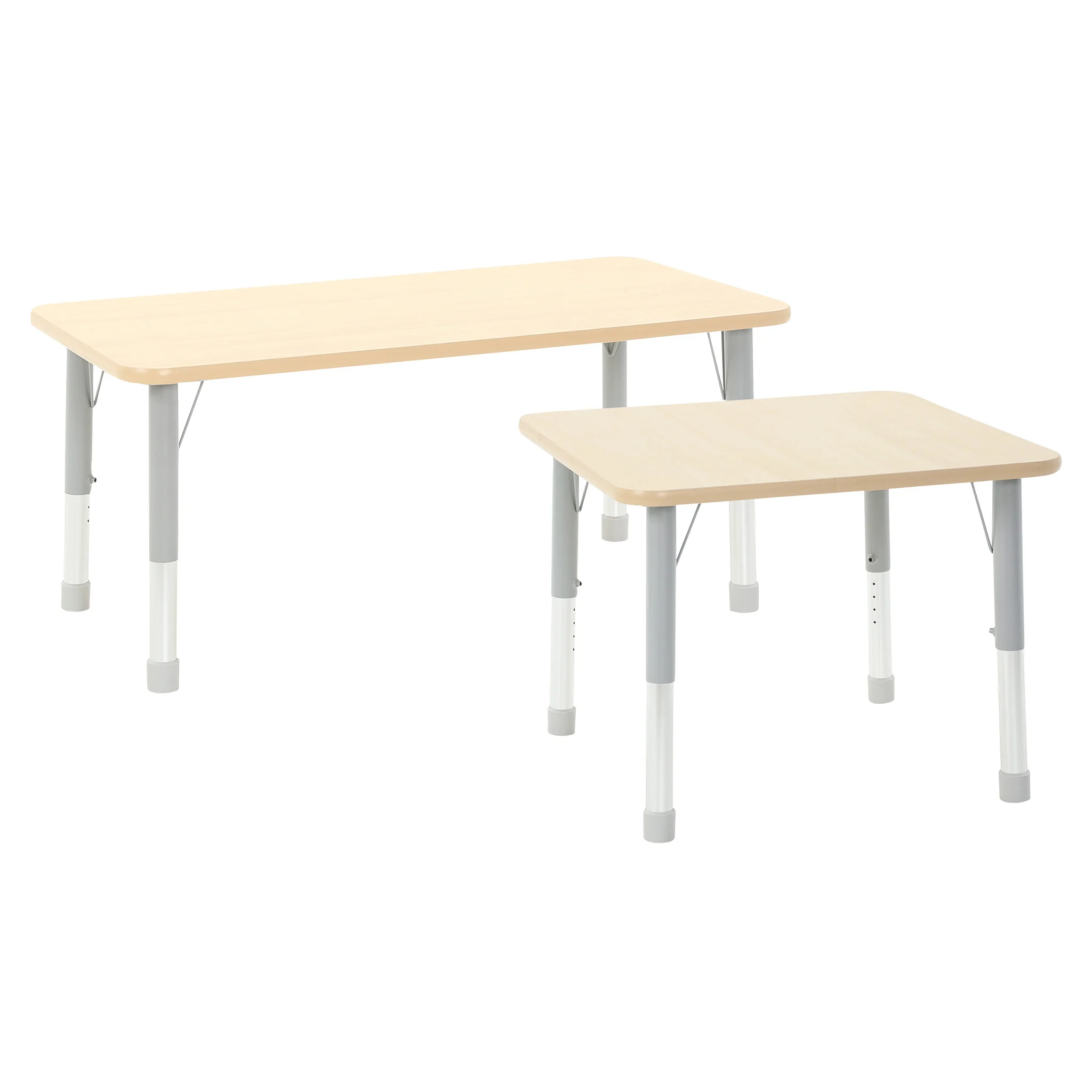 Schreibtisch, Kinderstuhl, Holzplatte, Metallbeine, Verstellbare Beinfueße