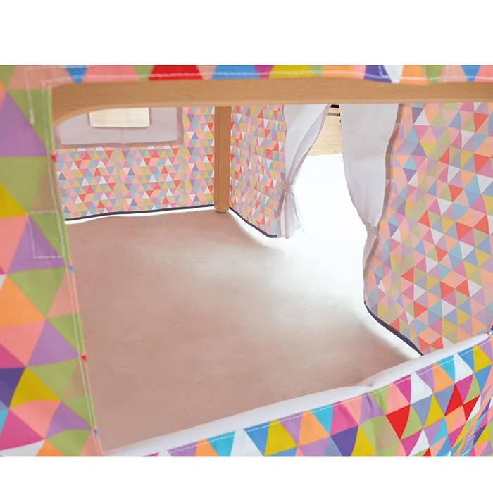 Tunnel, Spielzelt, Geometrikmuster, bunt, Stoffwände