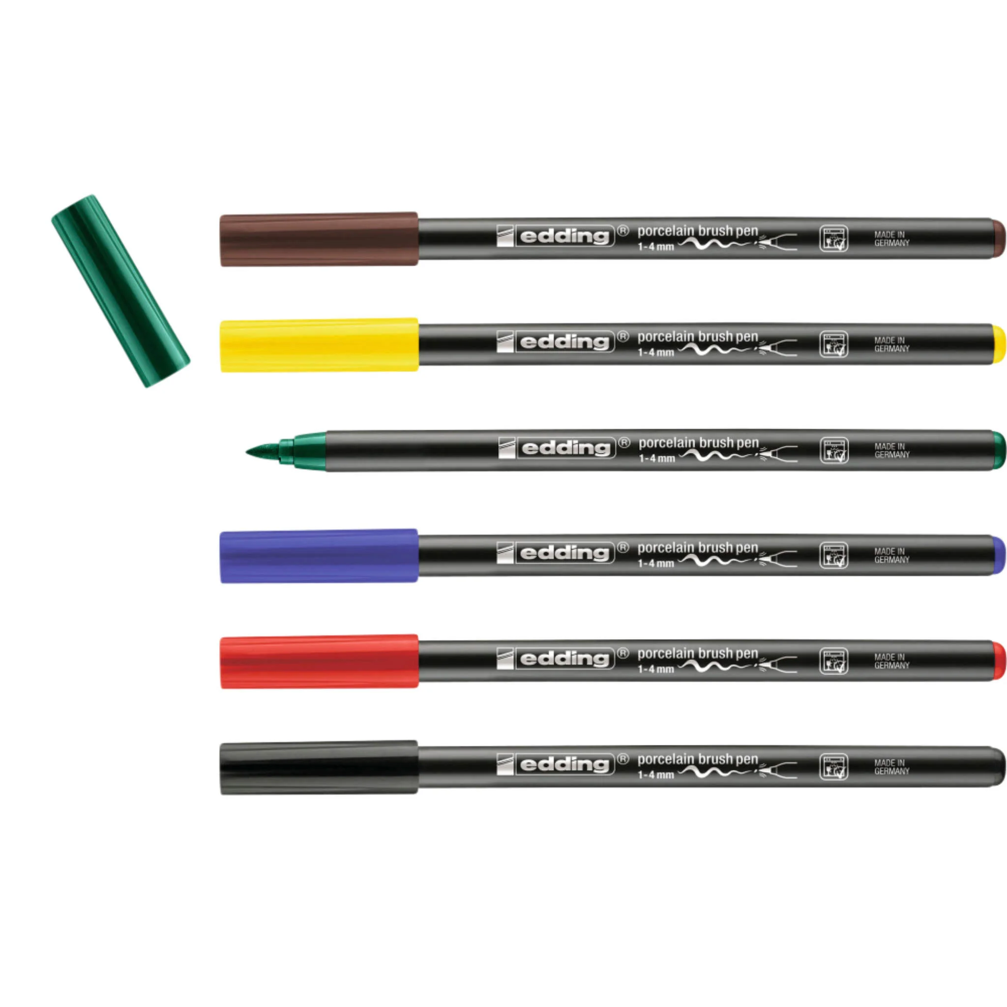 Porzellanpinselstifte, 6er-Set, Mehrfarbig, Pinselspitze, 1–4 mm