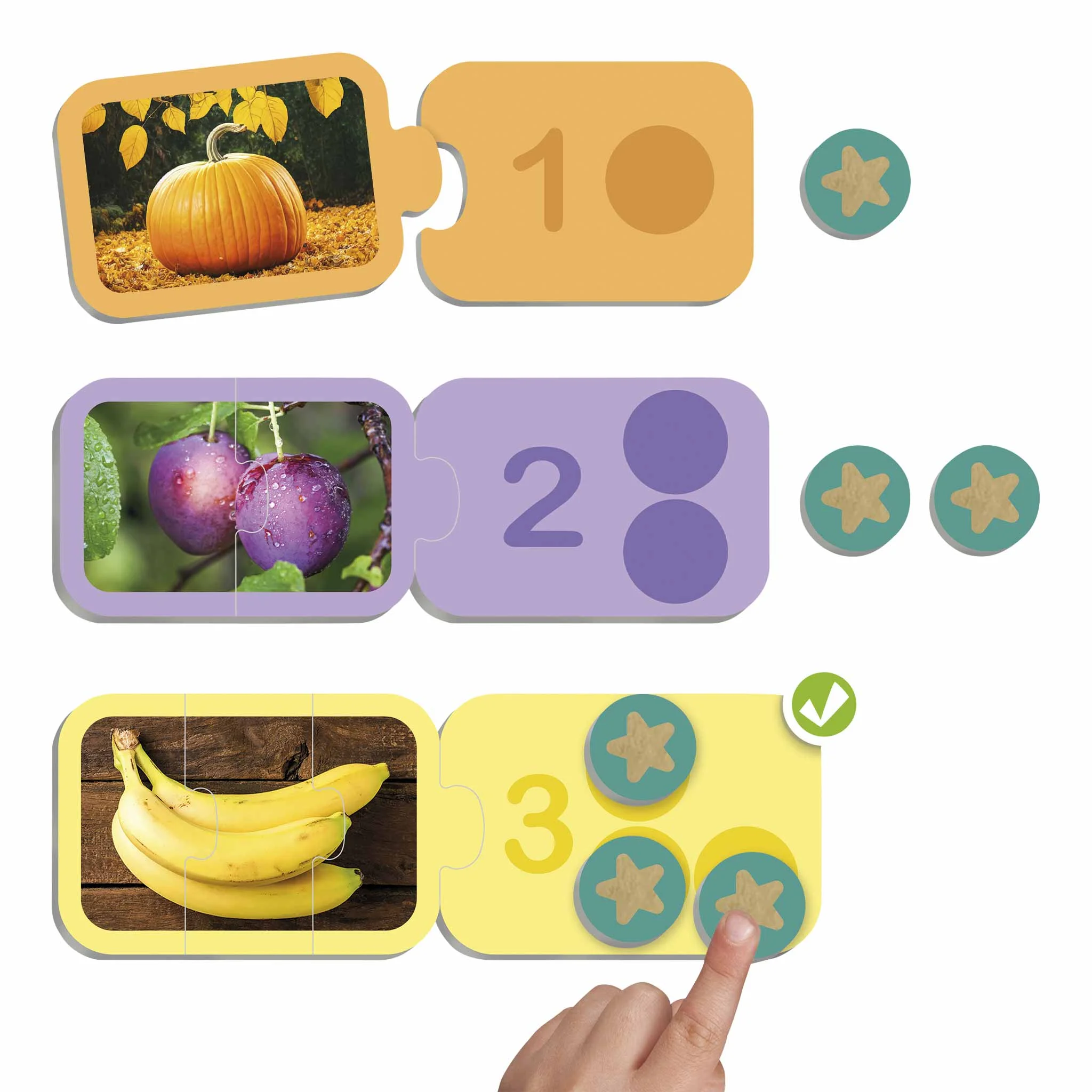 Kürbis, Pflaumen, Banane, Puzzle, Kinderlernspielzeug