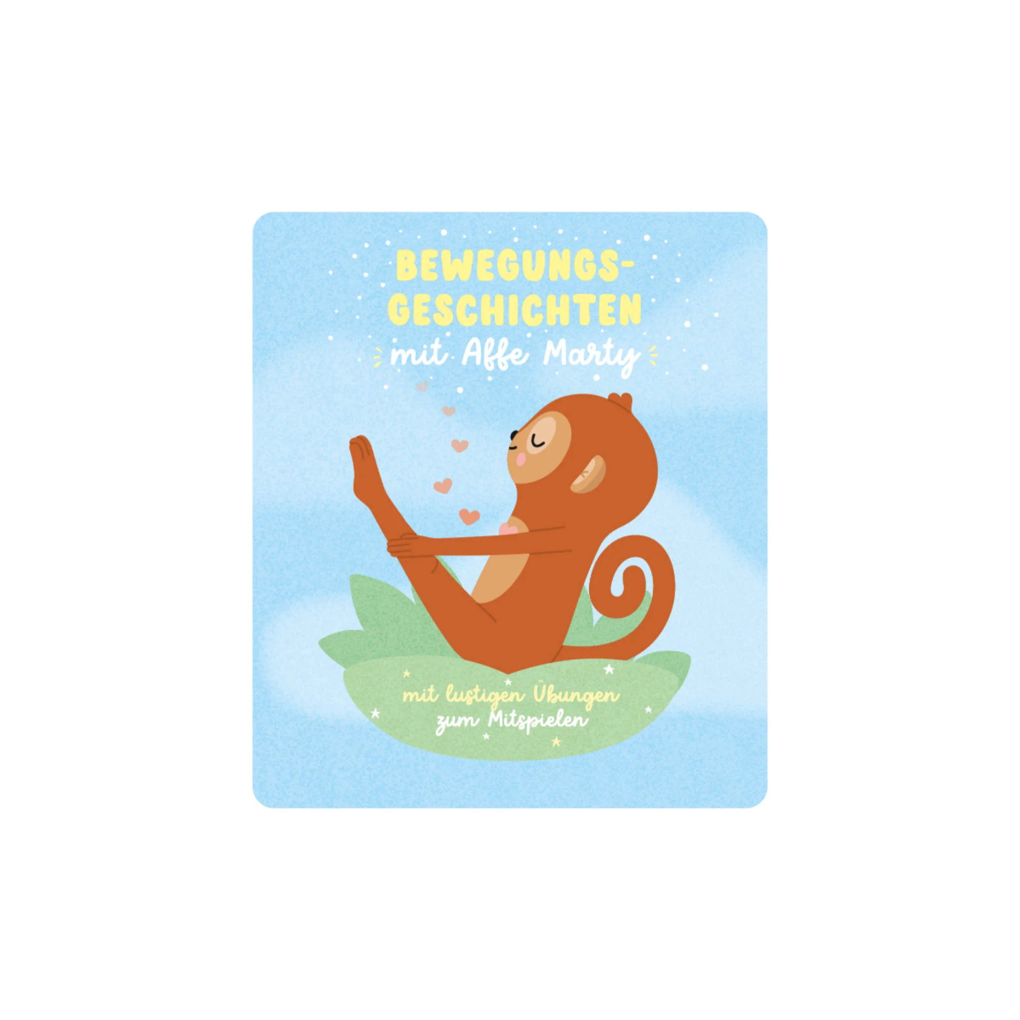 Monkey, Cartoon, Poster, Blauer Hintergrund, Blätter