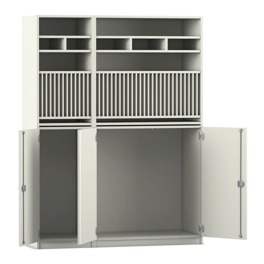 Küchenschrank, Vitrinenschrank, geschlossener Stauraum, Schrank mit Glieder shelves, Metallstruktur?