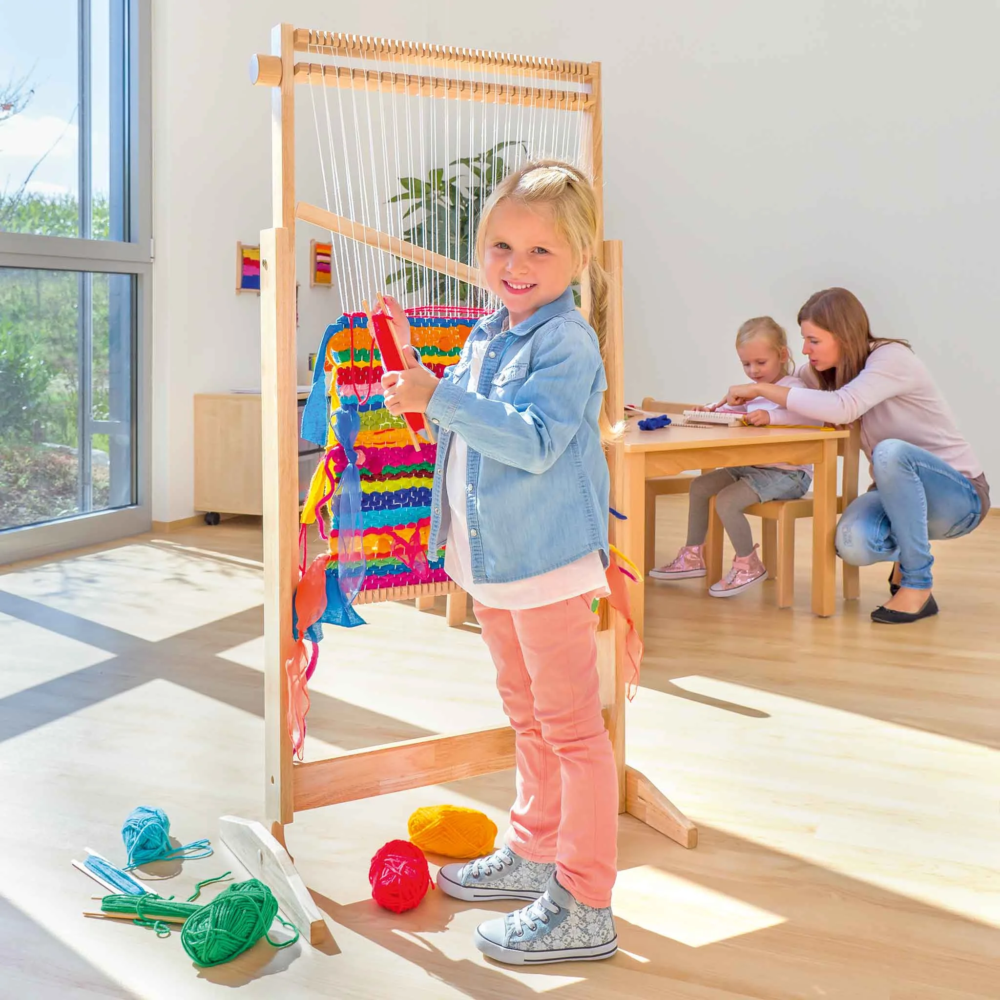 holzrahmen, webrahmen, webstuhl, kinderwerkzeug, strickrahmen