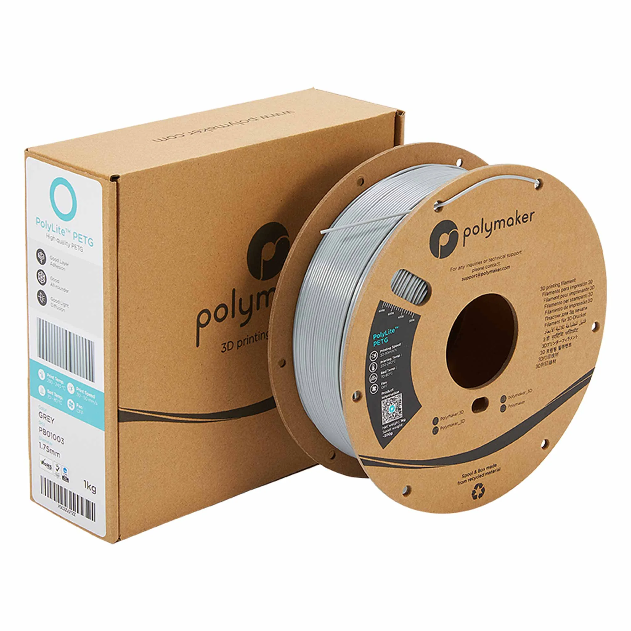 3D-Druck, Filament, PETG, Grau, Spule