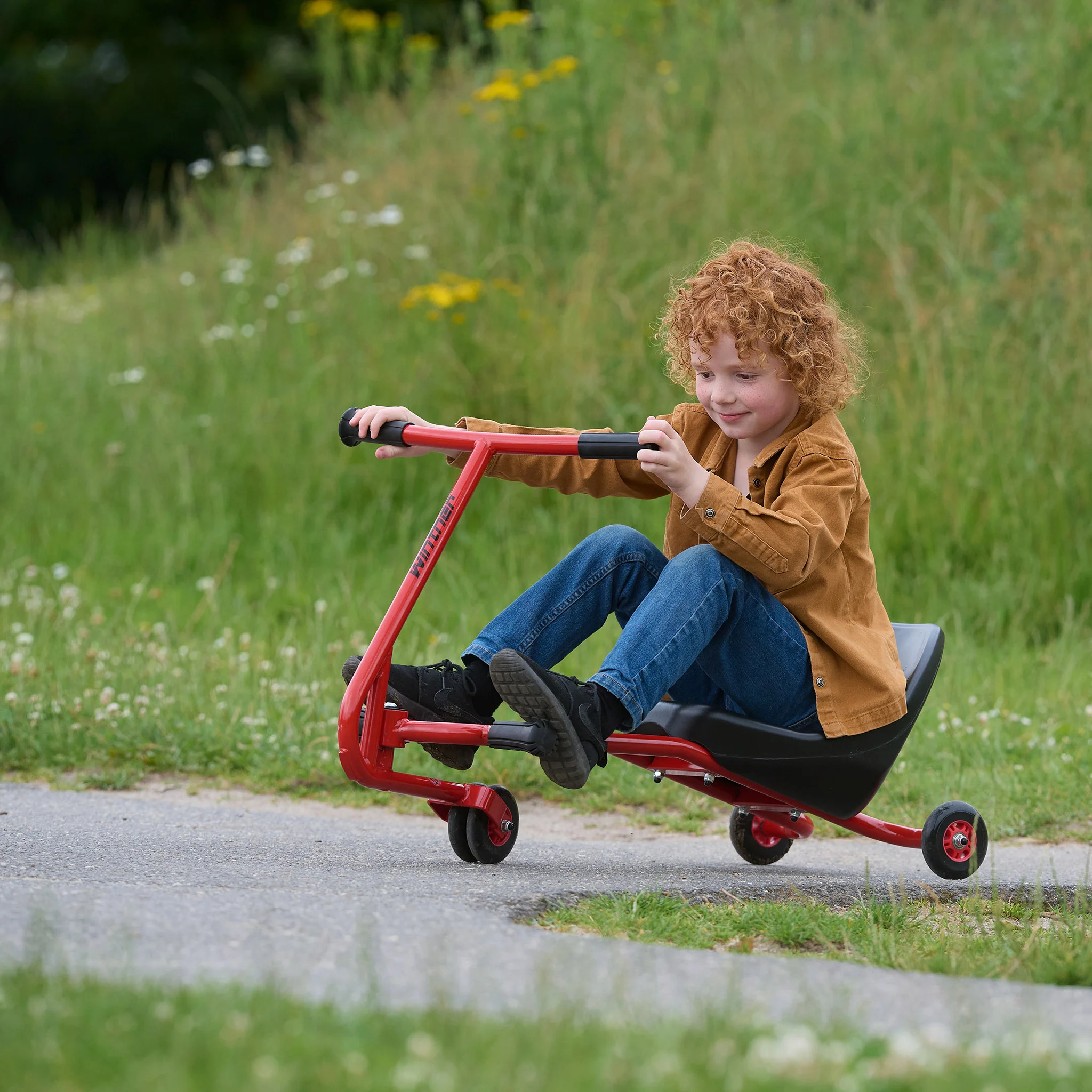 Kinderfahrzeug, Pedalfahrzeug, Dreirad-Laufrad, rot, Sitzauto