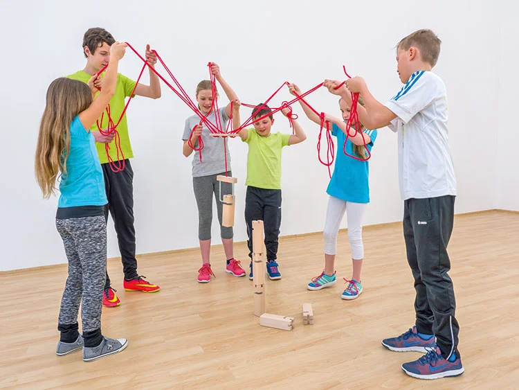 gruppe, kinder, pendel, bau/aufbau, spiel