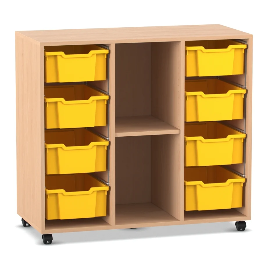 Klassenzimmerregal, 99,1 x 108,5 x 48, mit 8 Gratnells-Boxen und 1 Boden, Buche hell