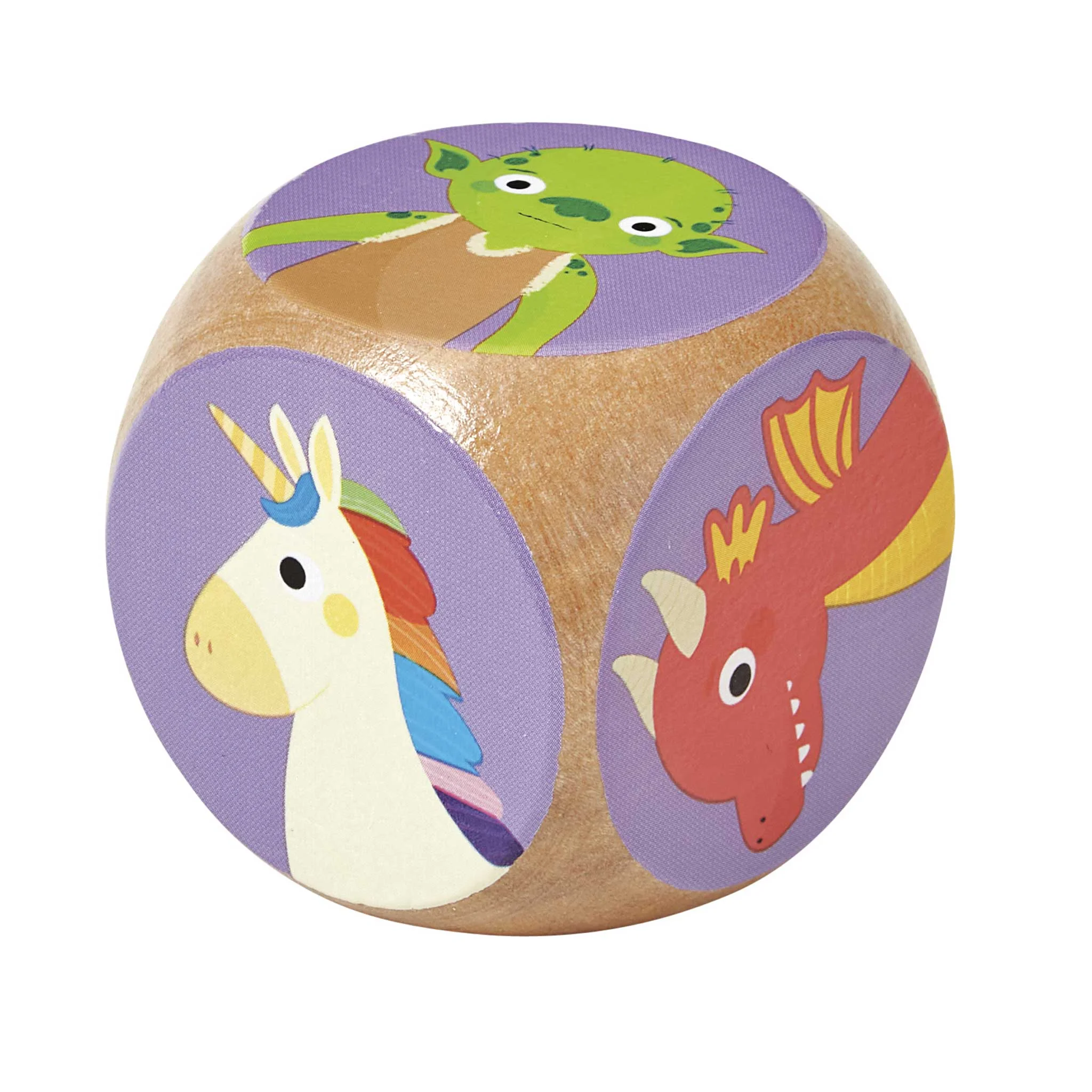 Kinderball, Holzball, Tiermotive, Lila Hintergrund, Drehkugel
