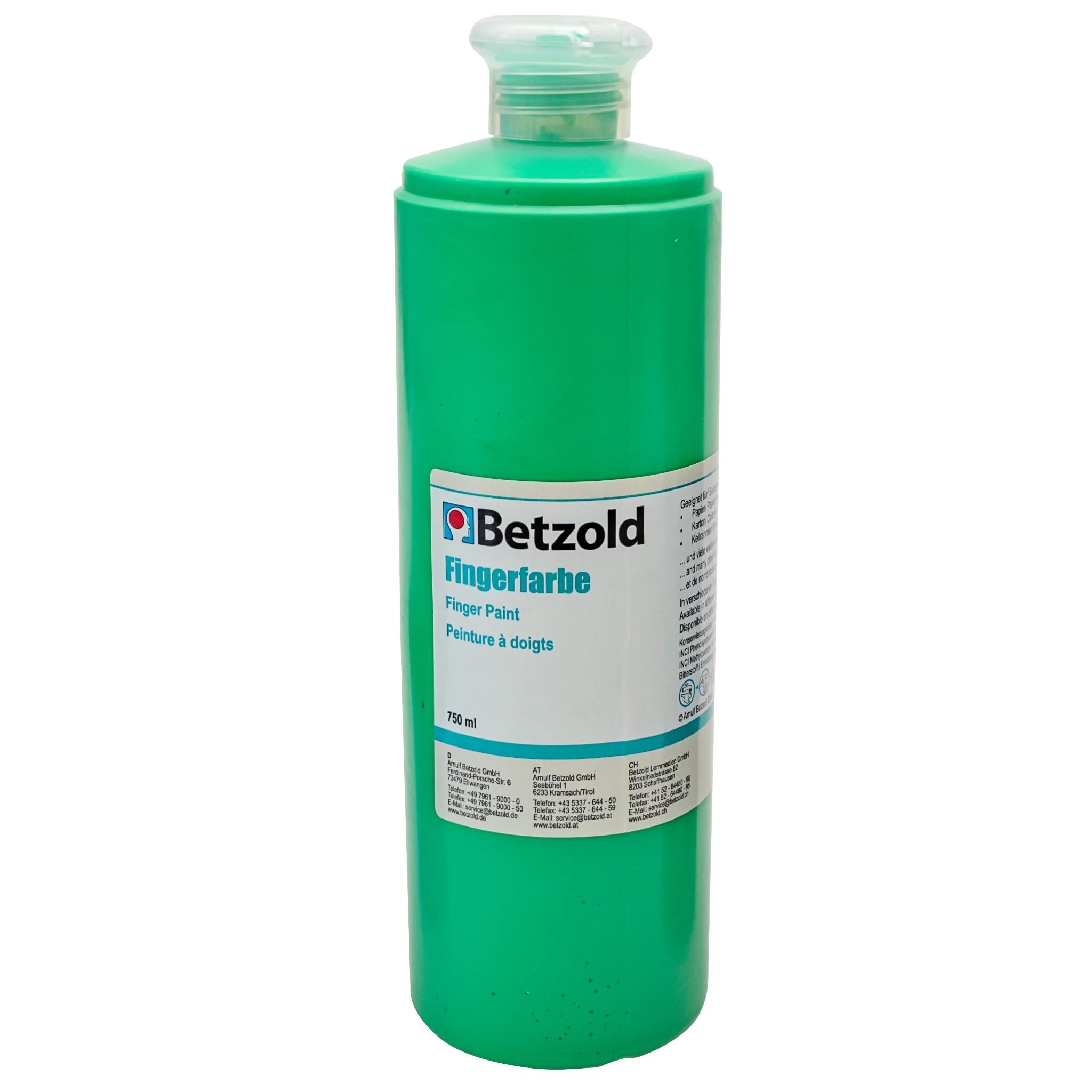 Fingerfarbe, Grüne Flasche, Fingerfarbenflasche, 750 ml, Betzold