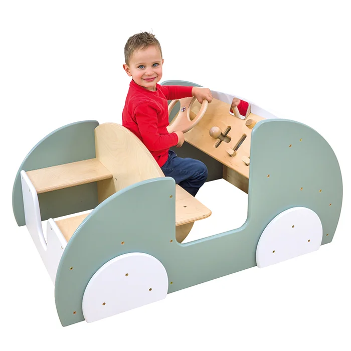 Kinderspielzeug, Holzauto, Kinderfahrzeug, Lenkrad, Grün
