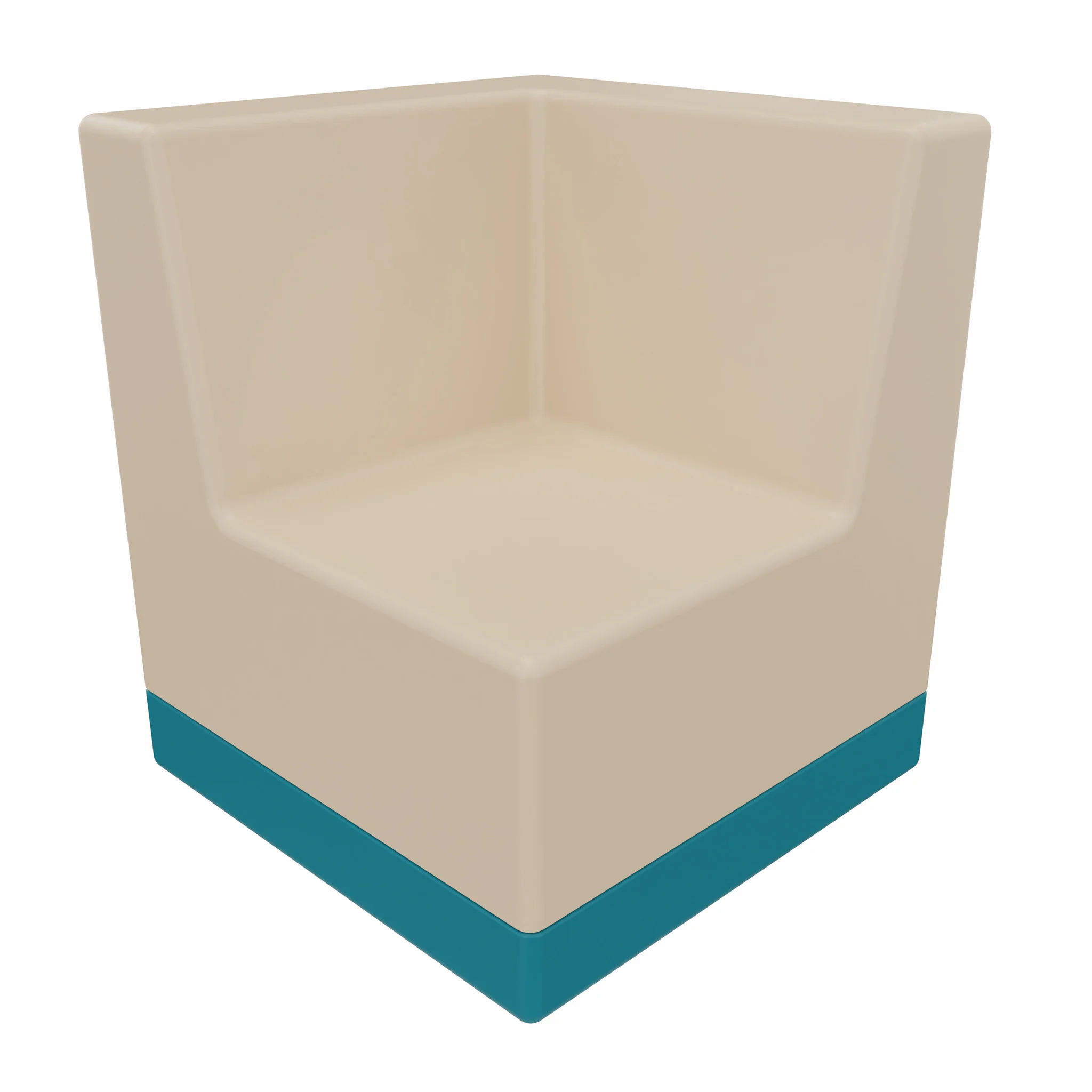 Sitzwürfel, Blumentopf, Beige, Teal Bodenrand, Eckwürfel