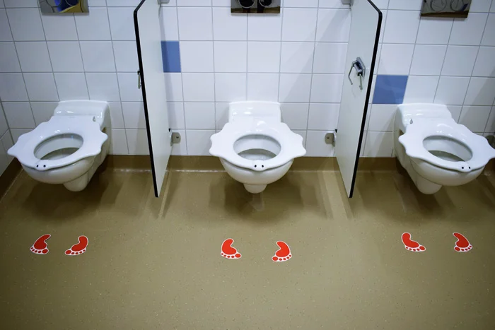 Toilets, Urinal?, Bathroom, Ceramic, Floor markers