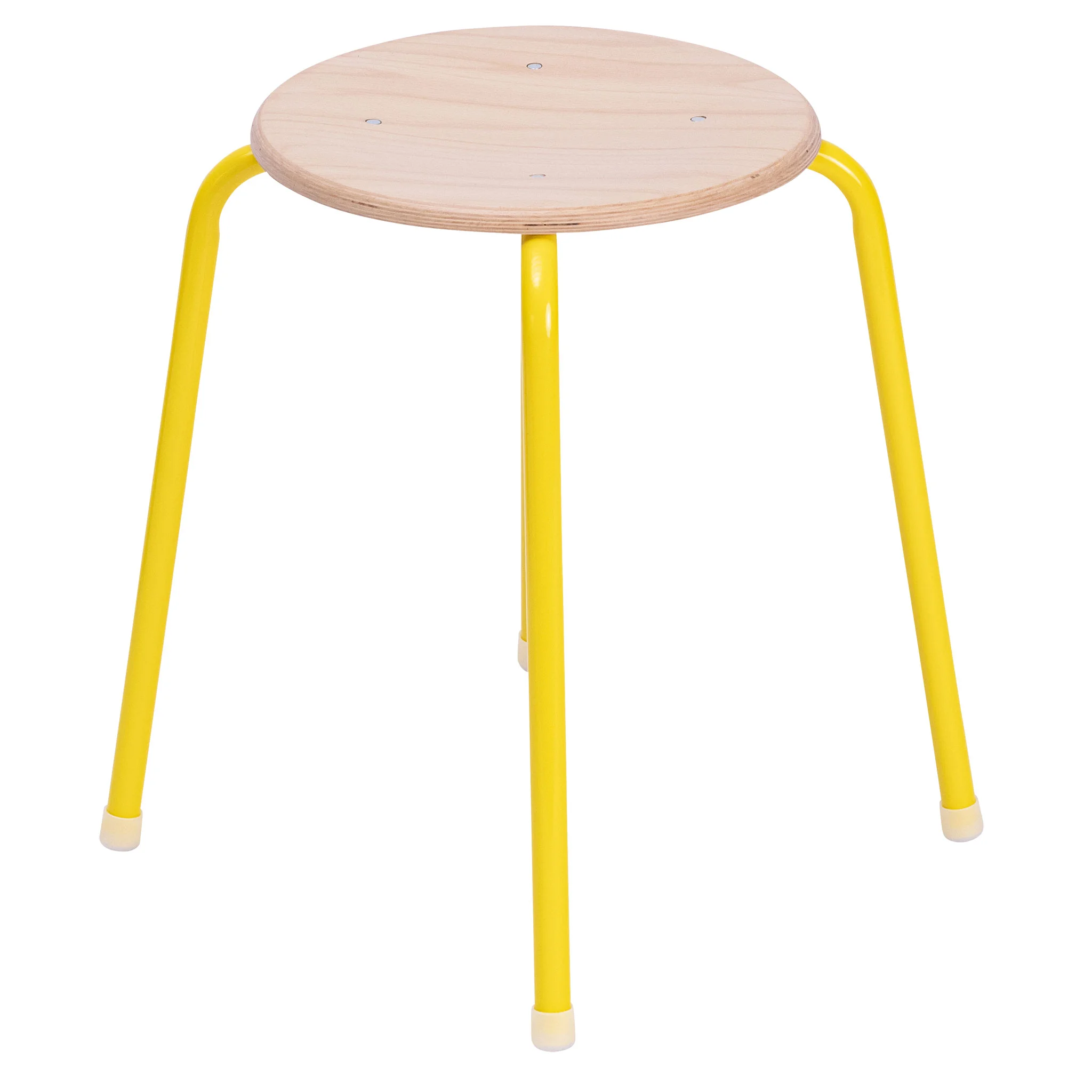 Hocker, Holzplatte, Gelb, Runder Sitz, Metallbeine