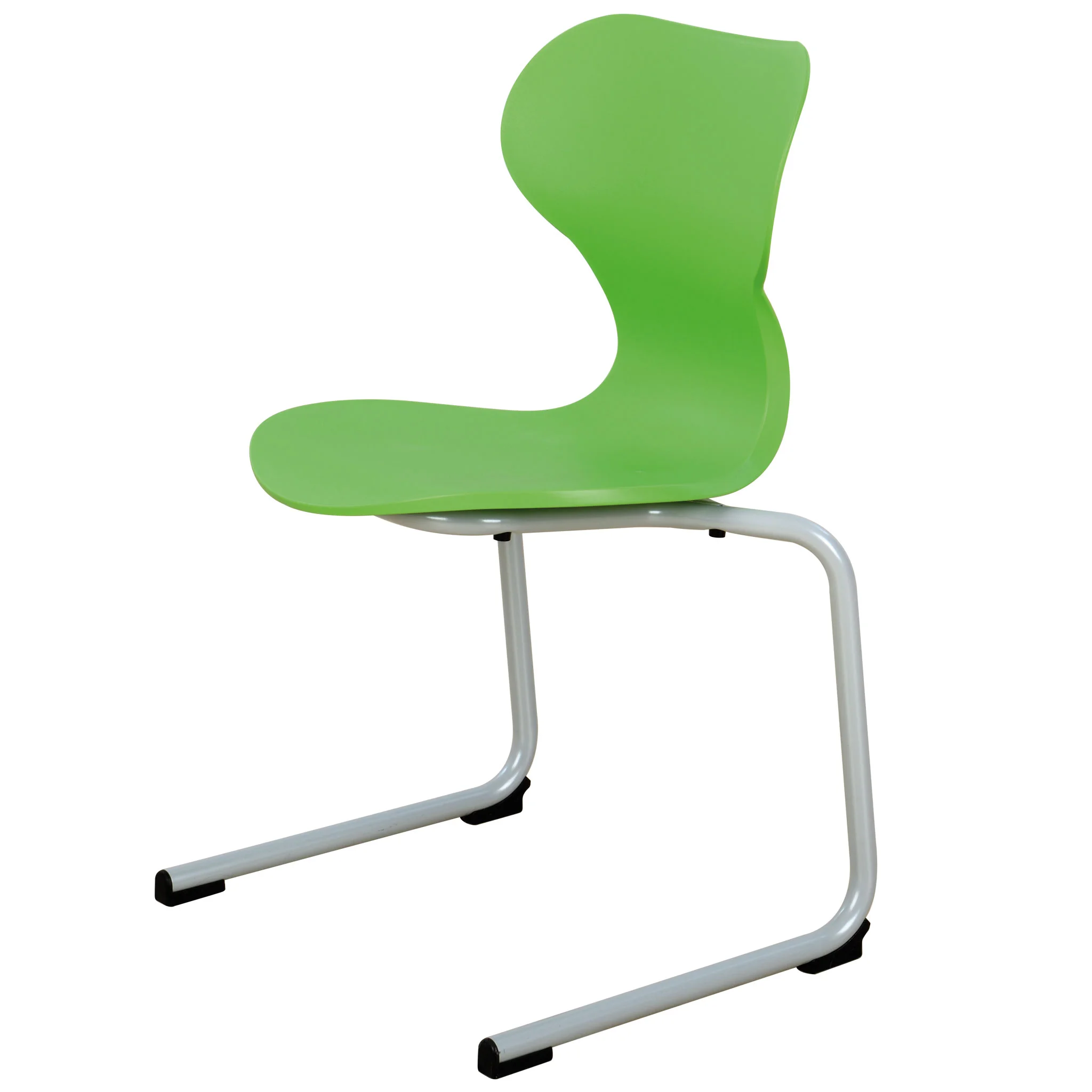 grüner stuhl, ergonomischer stuhl, Sitz aus Kunststoff, Metallrahmen, Cantilever-Stuhl
