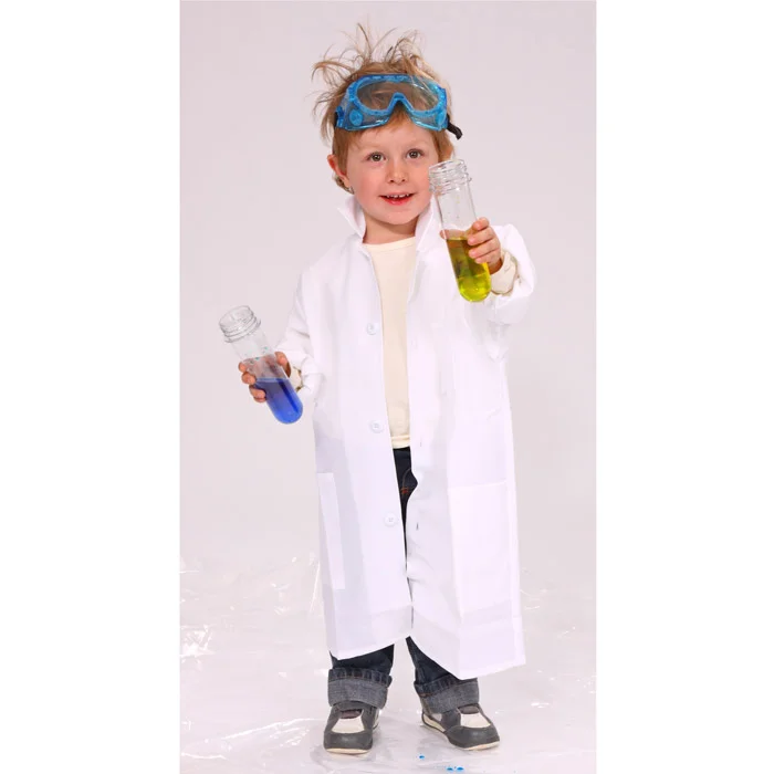 Lab coat, Child, Safety goggles, Chemistry set, Test tubes