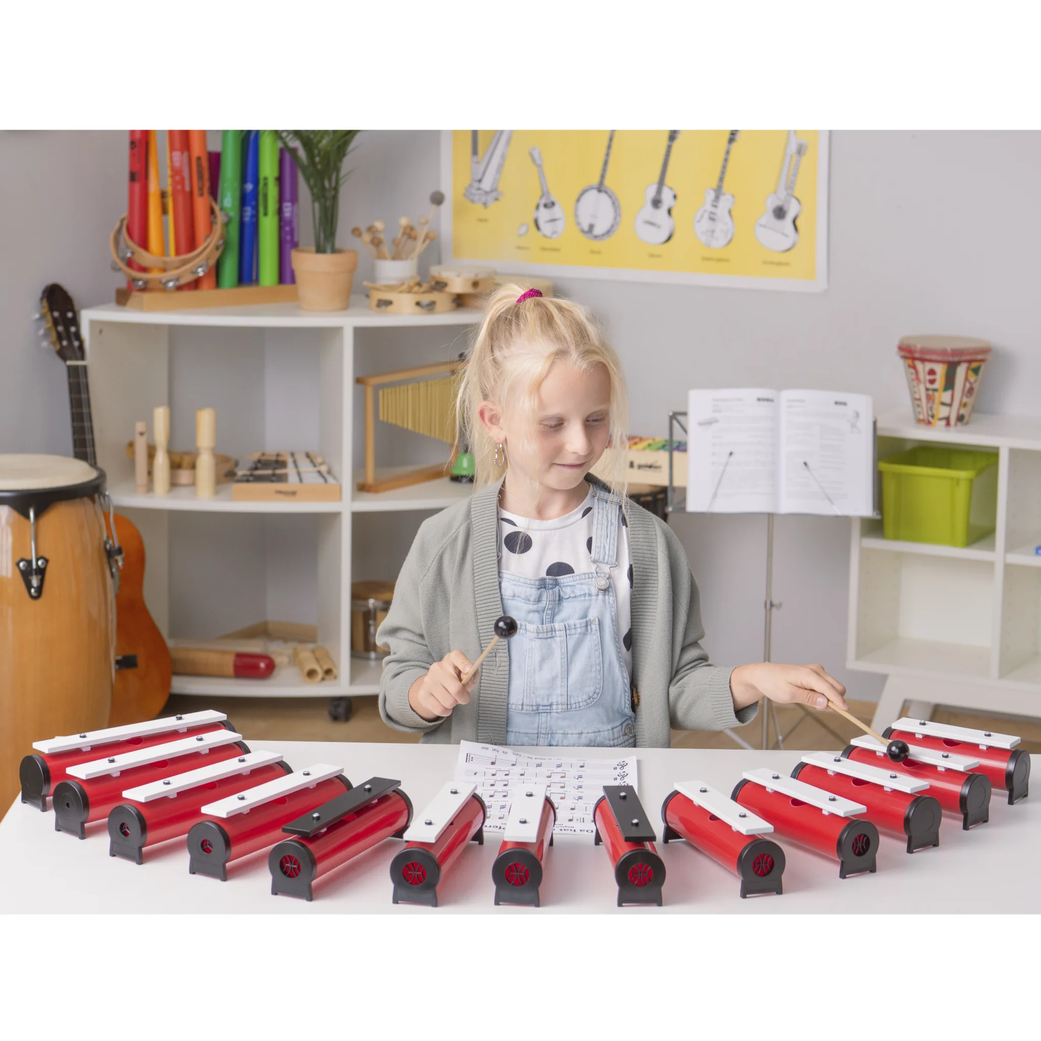 Kinder xylophon, Musikinstrument, Rhythmus-Set, Rot, Holz/Metall