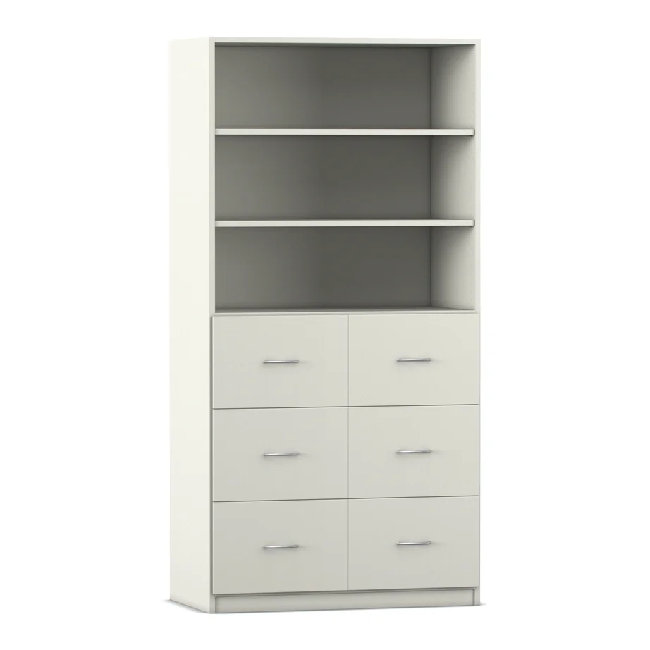 Bücherregal, Schrank, Regal mit Schubladen, Stauraum, Weiß