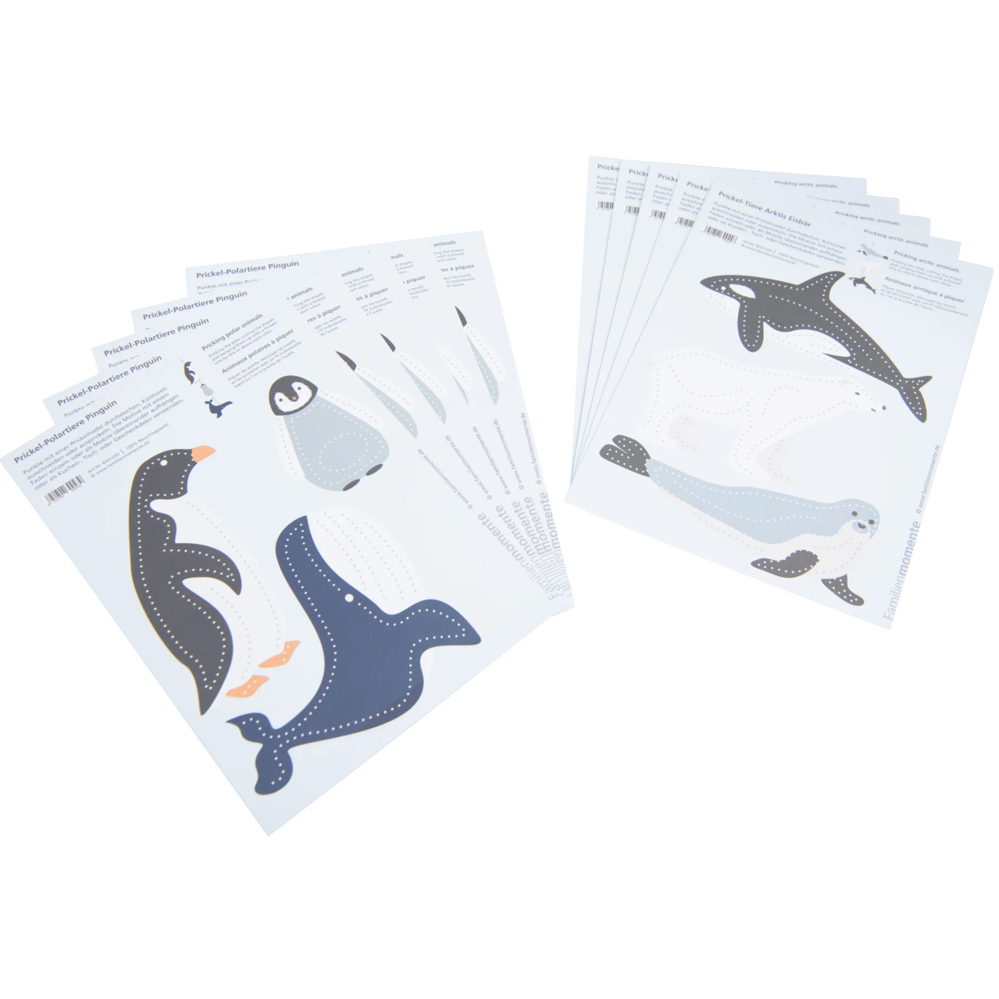 Wal, Walross, Pinguin, Stickerbogen, Tierposter