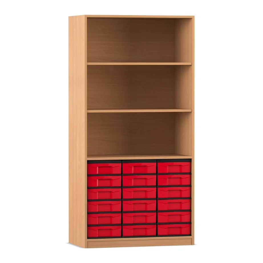 Regal, Holzoptik, Regal mit Schubladen, Lagerregal, Schubladenkasten