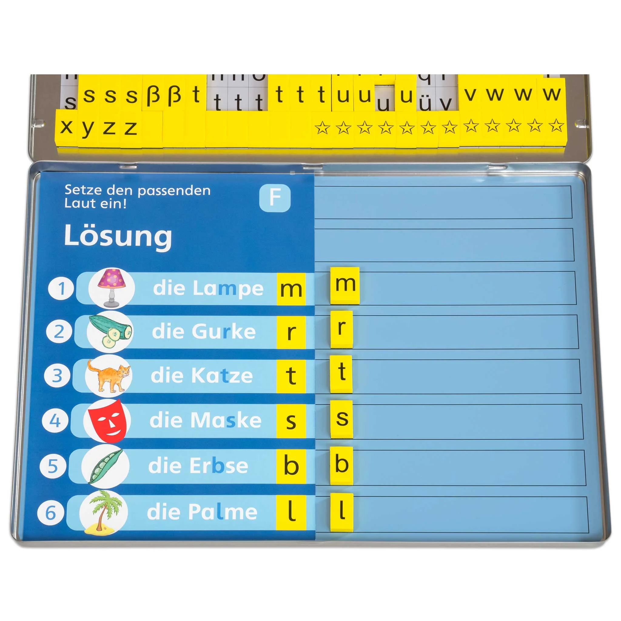 Lerntafel, Lernspiel, Lösung, die Lampe, die Gurke