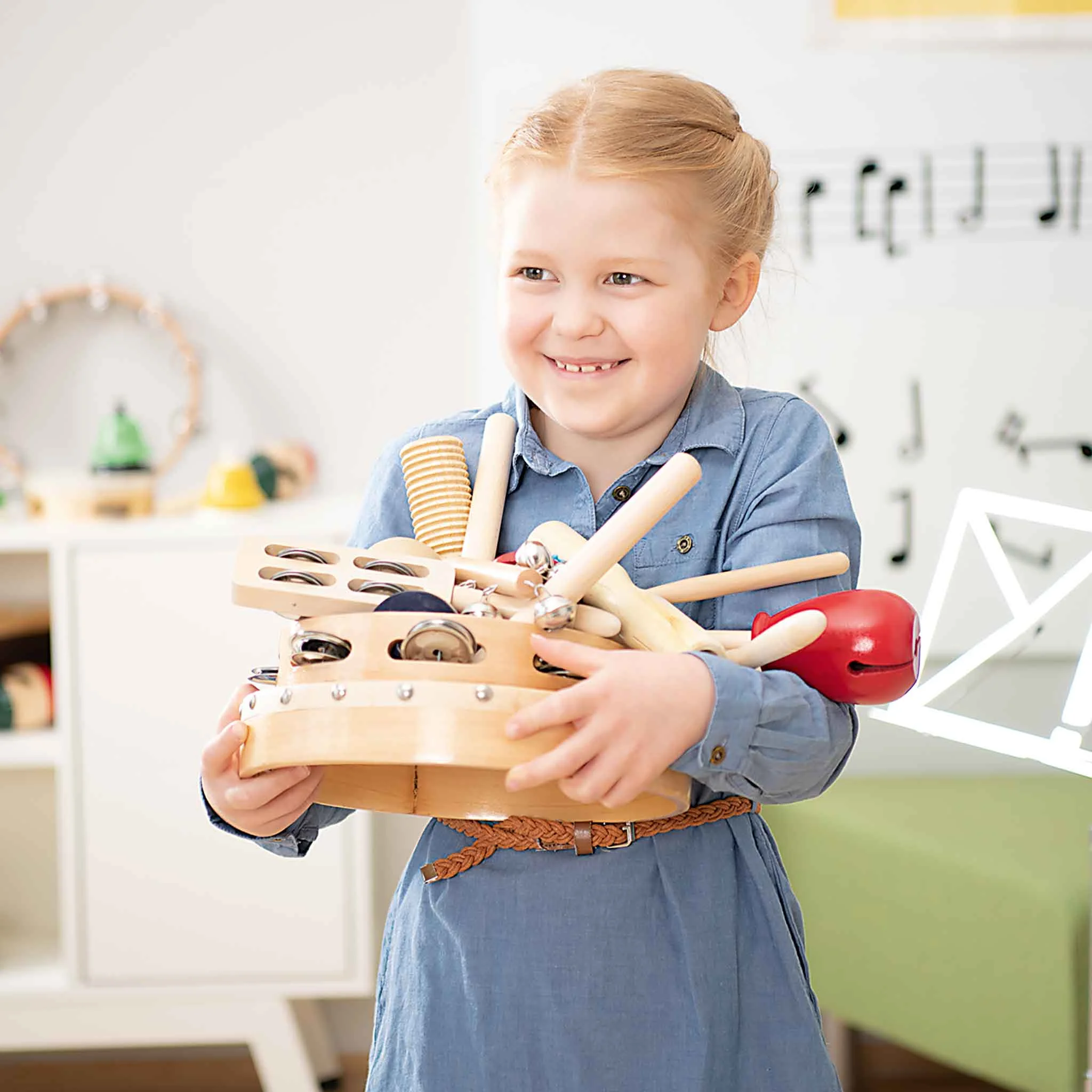 Spielzeug, Kinder Spielzeug, Holzspielzeug, Kochwerkzeug-Set, Musikinstrumenten-Requisiten