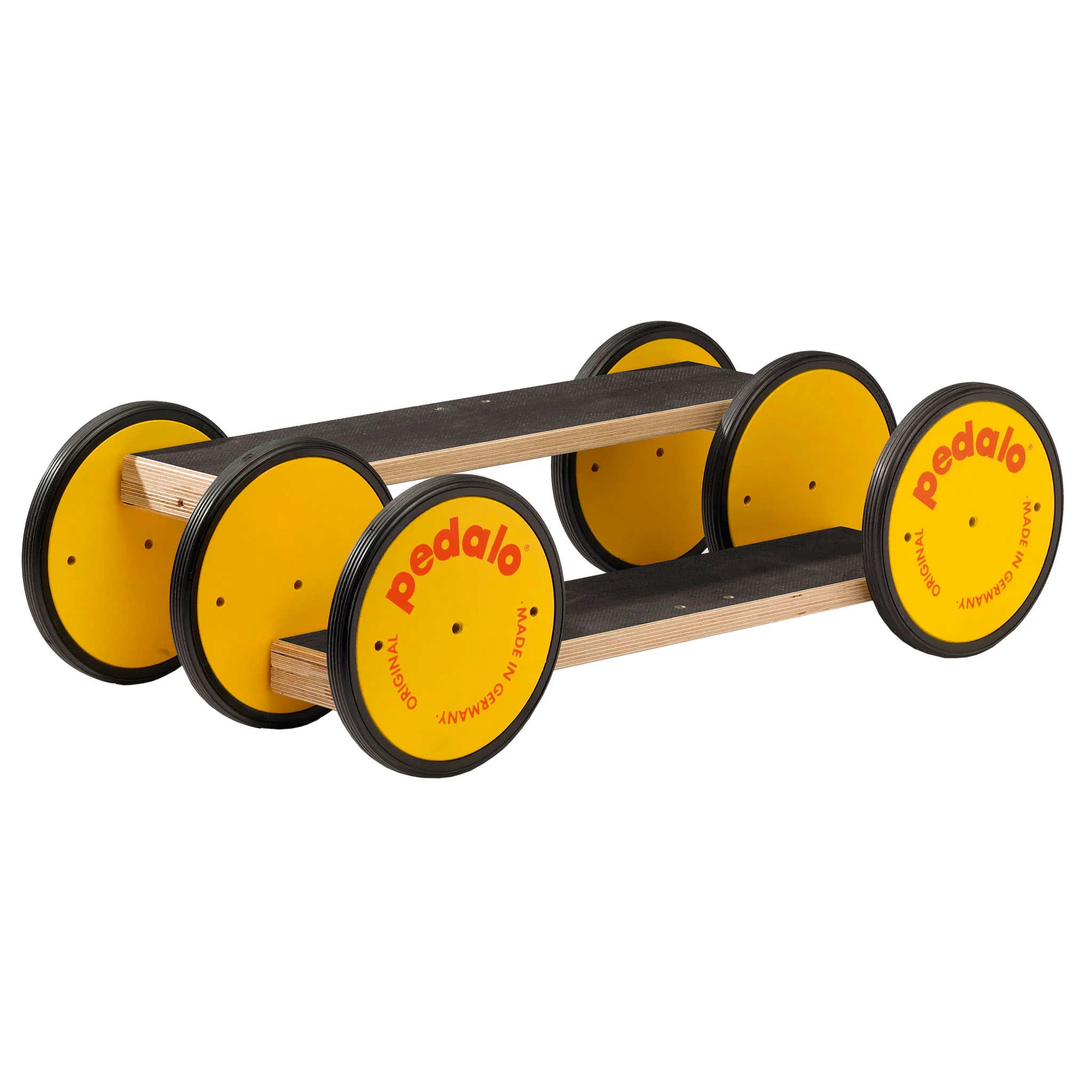Räder, Holzrahmen, gelbe Räder, Pedalo, Rollwagen