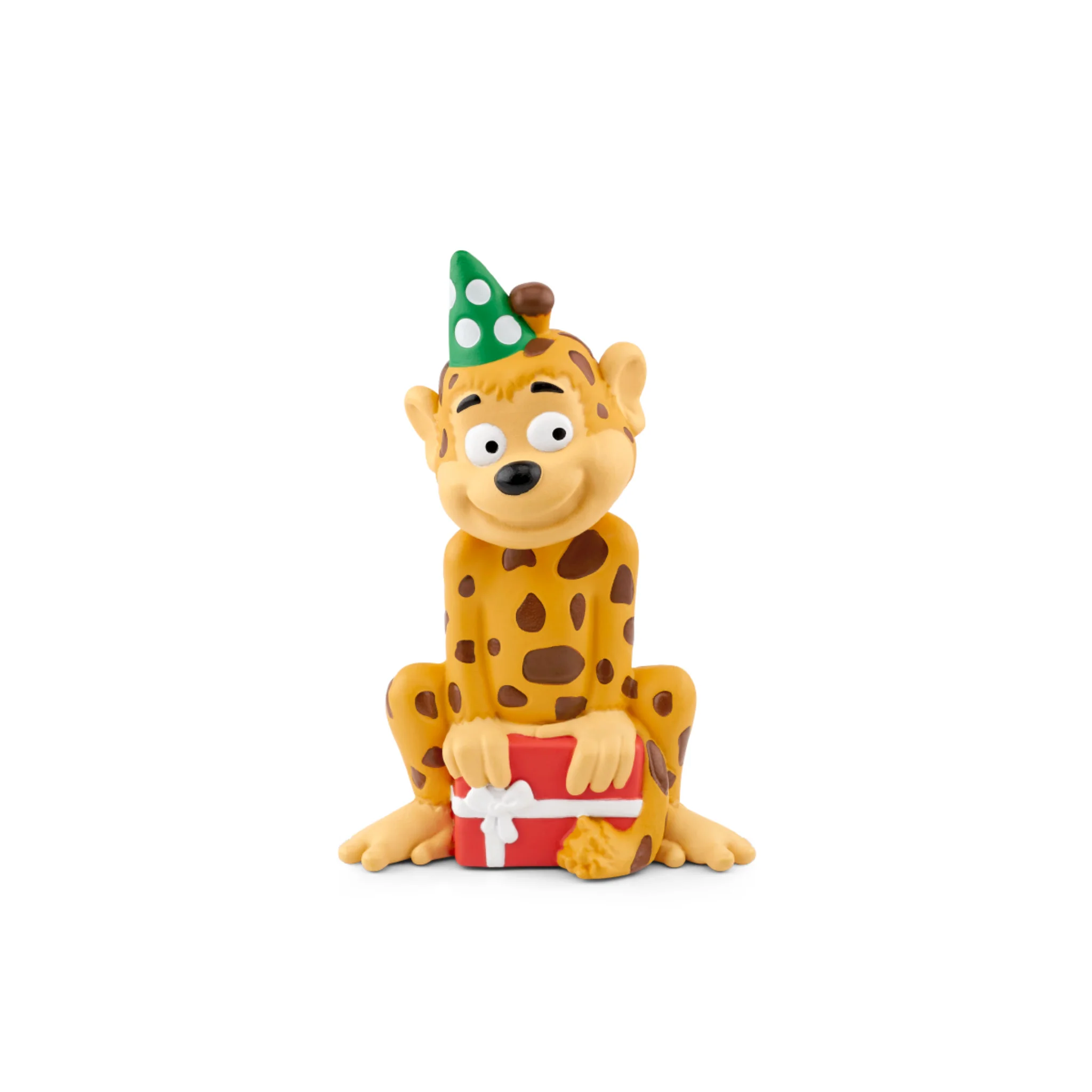Giraffenfigur, Charakterfigur, Partyhut, Geschenkbox, Gelbbraun