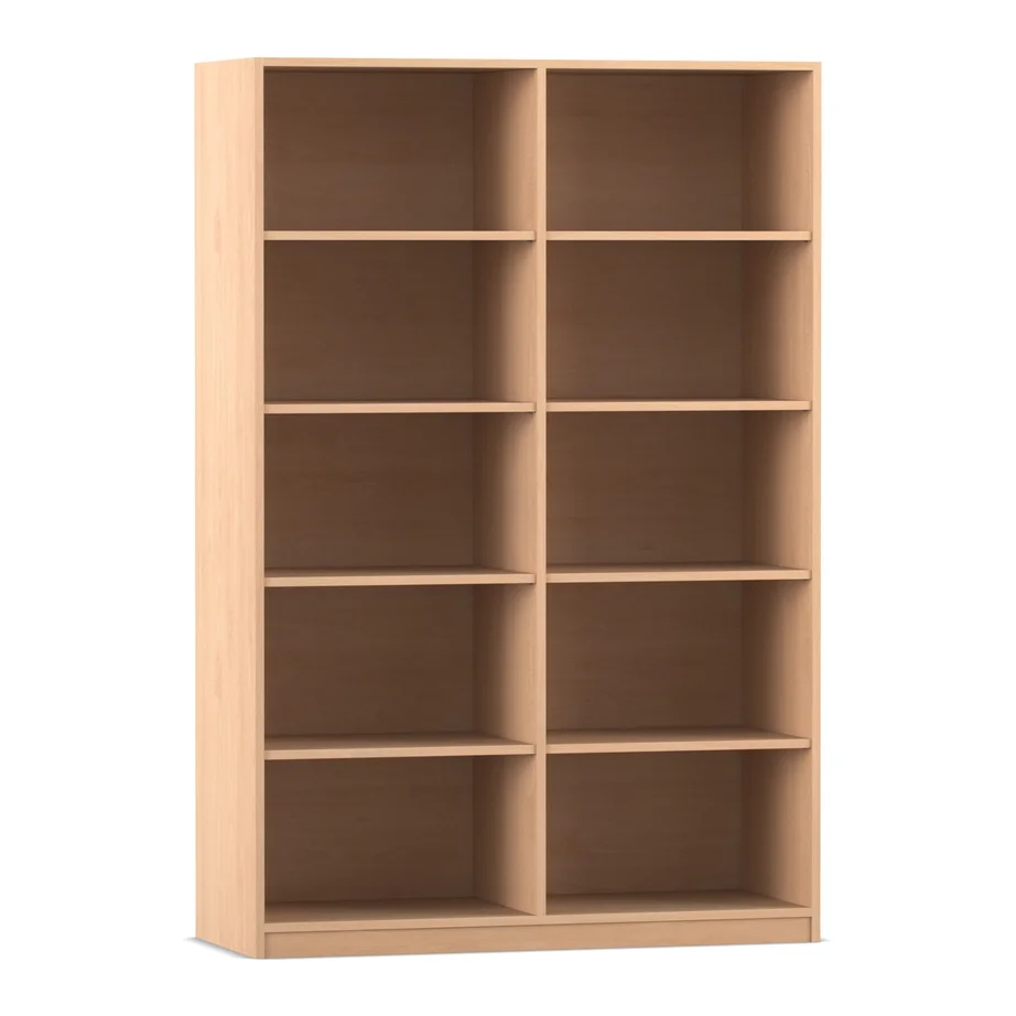 Holzregal, 190 x 126,4 cm, mit 8 Böden und Mittelwand, Buche hell