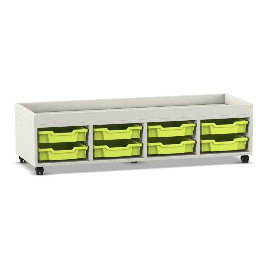 Lowes Schrank, Aufbewahrung, Schubladen, Rollräder, grüne Behälter