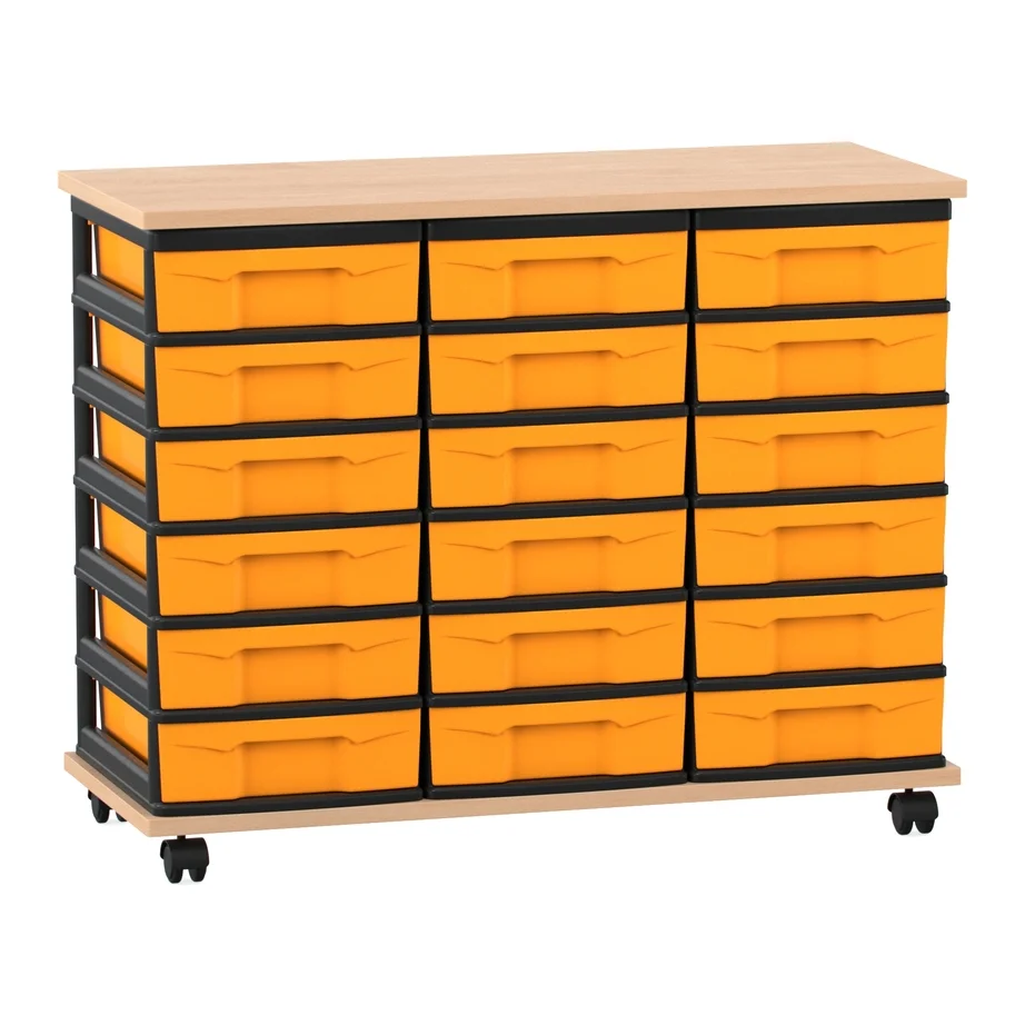 Materialschrank, 72,8 x 90,5 x 38,5 cm, mit 18 Boxen, Buche hell