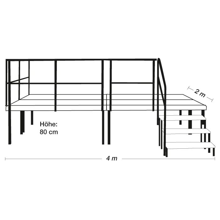 hohbet, stockbett, holz, treppenstufen, 4 m länge