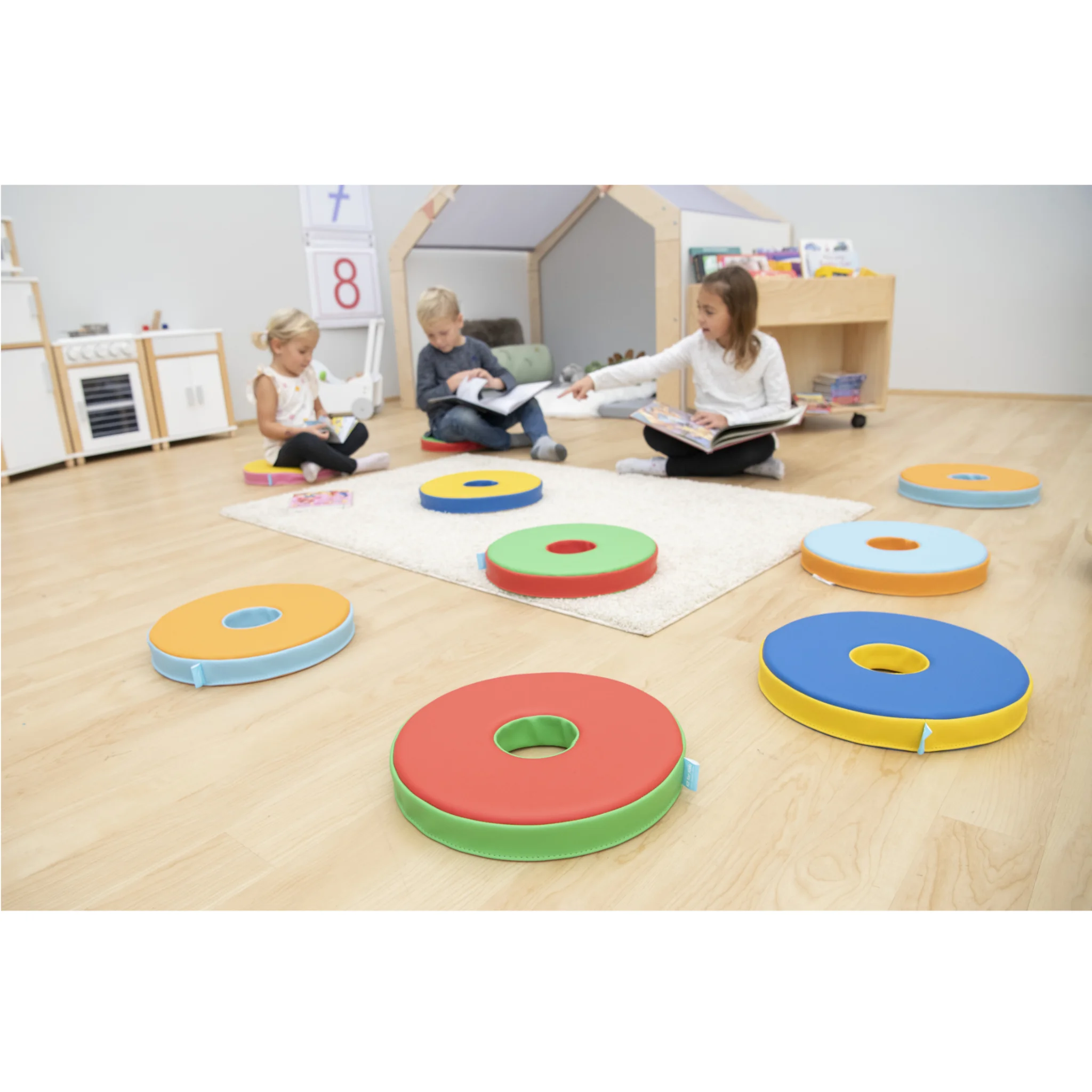 Kindergarten, Spielmatte, Farbringe, weicher Spielbereich, Kinderklasse