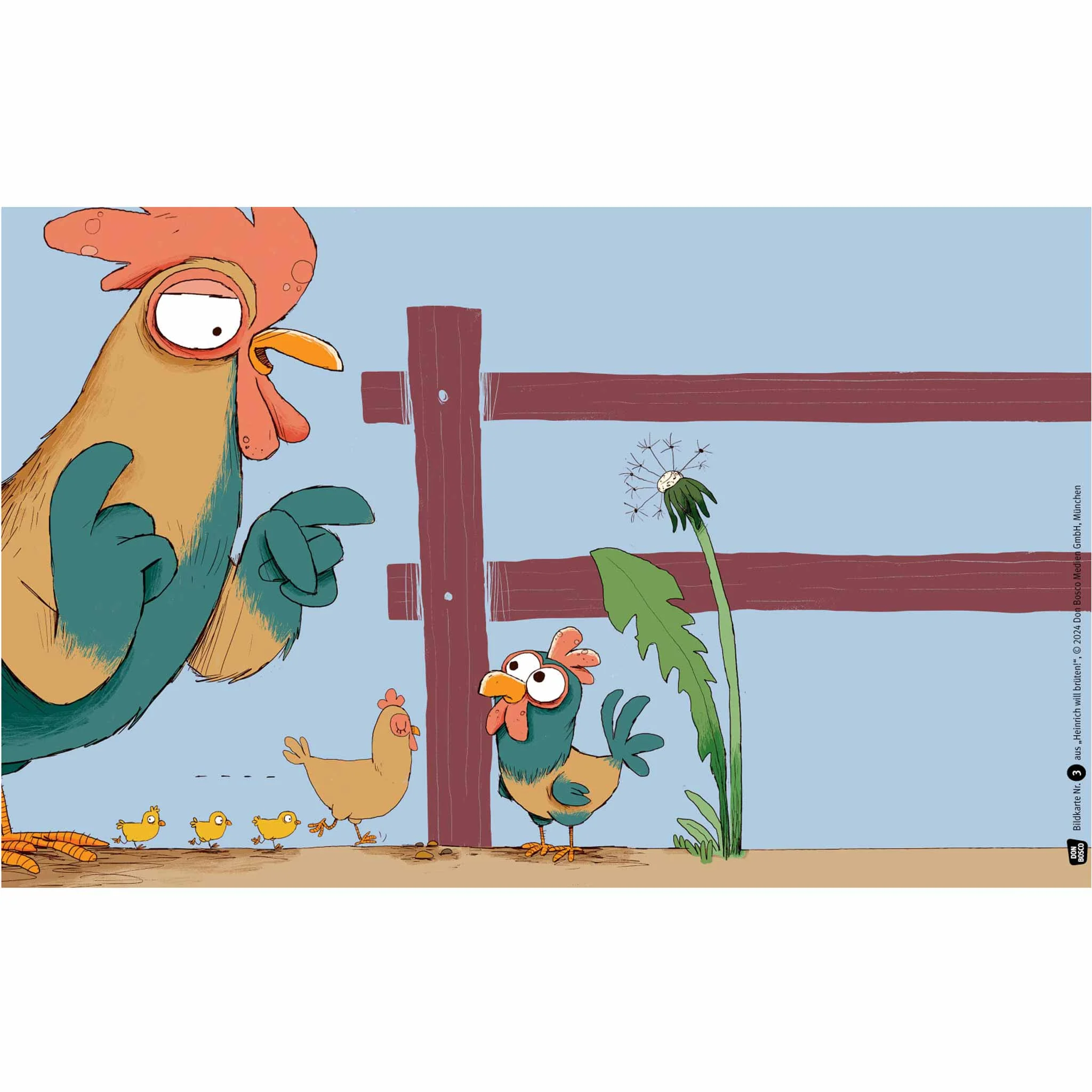 Huhn, Henne, Küken, Wandbild, Tierillustration