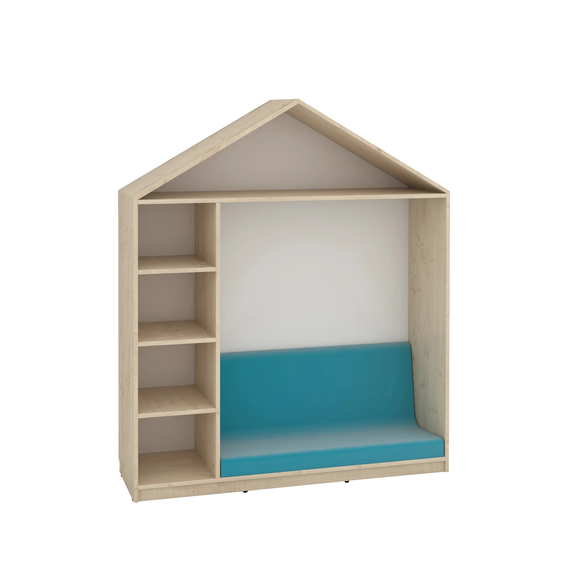 Kinderbett, Hausform, Bettbank, regal, Holzoptik