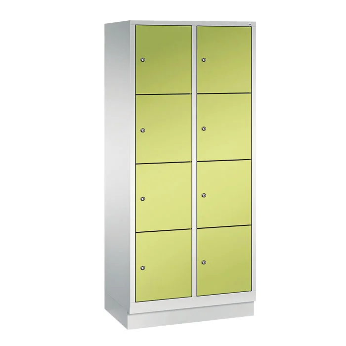 Schließfach, Schrankfach, Kästchen-Schranksystem, Stahlkonstruktion, Grün-yellow Türen