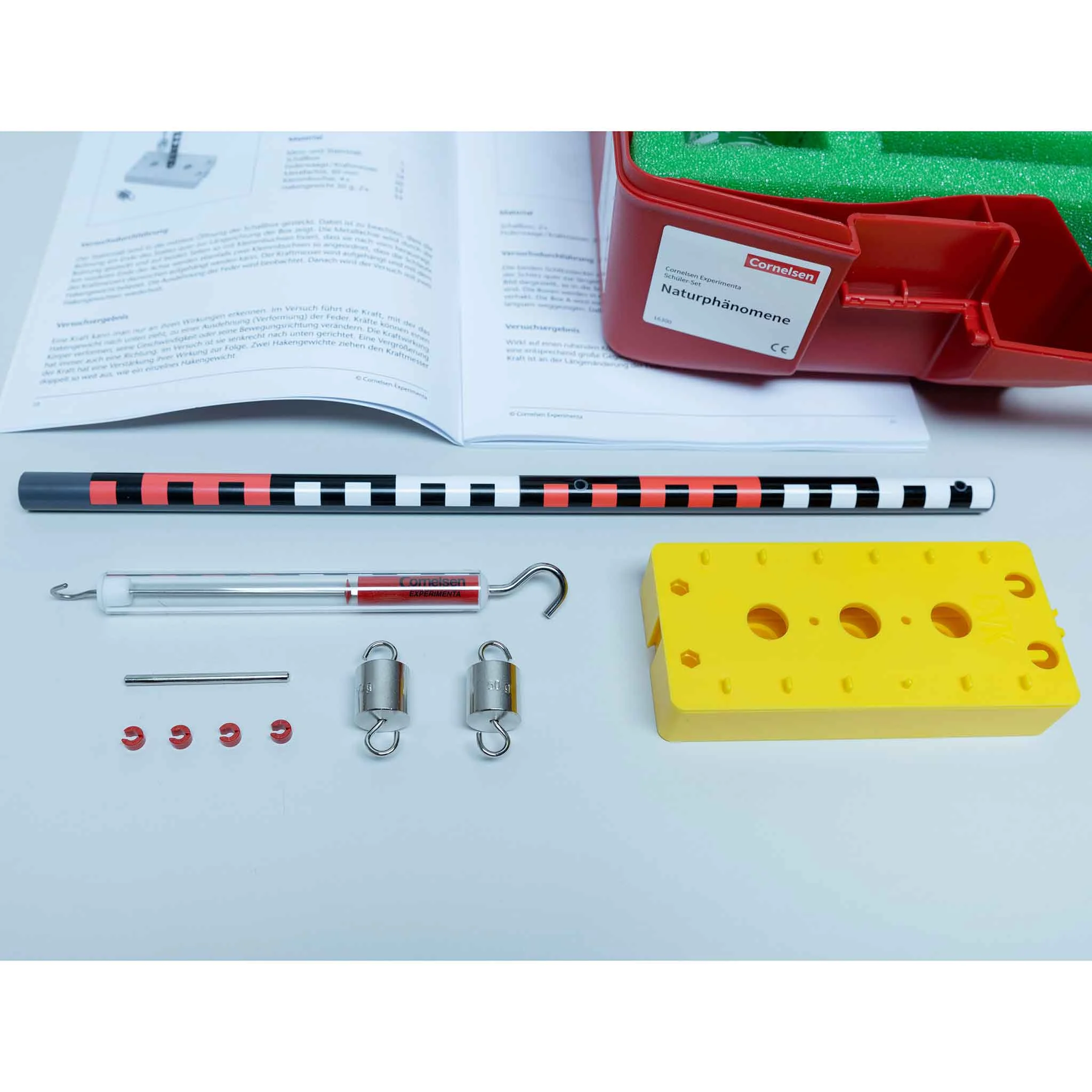 Experimentierkit, Laborzubehör, Metallgewichte, Gelber Block, Messstange