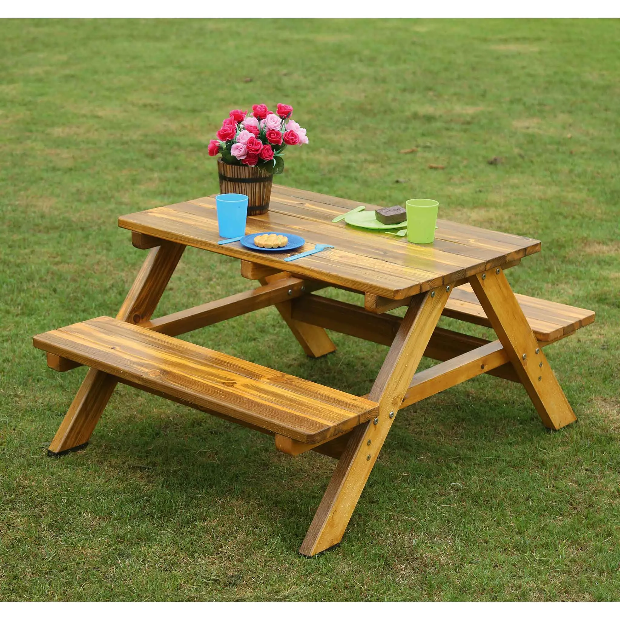Picknicktisch, Holzmöbel, Outdoor-Tisch, Garten-Tisch, Picknickbank