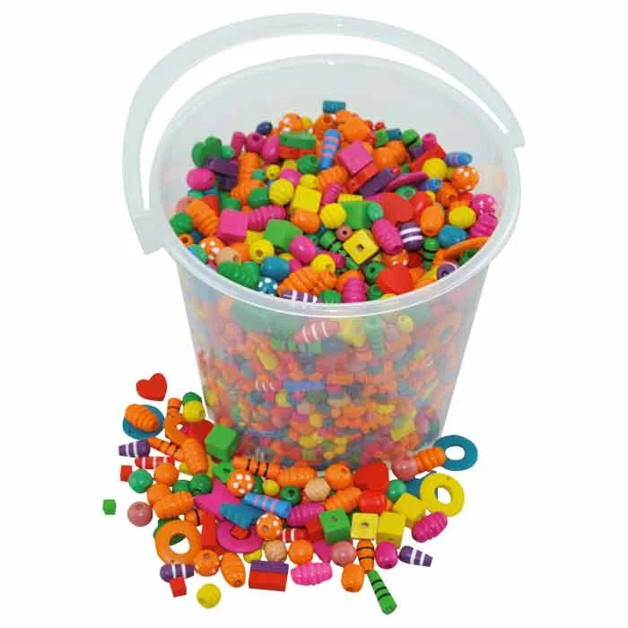 Perlen, Bastelmaterial, Kinderbausteine, Kunststoffperlen, Bucket-Set